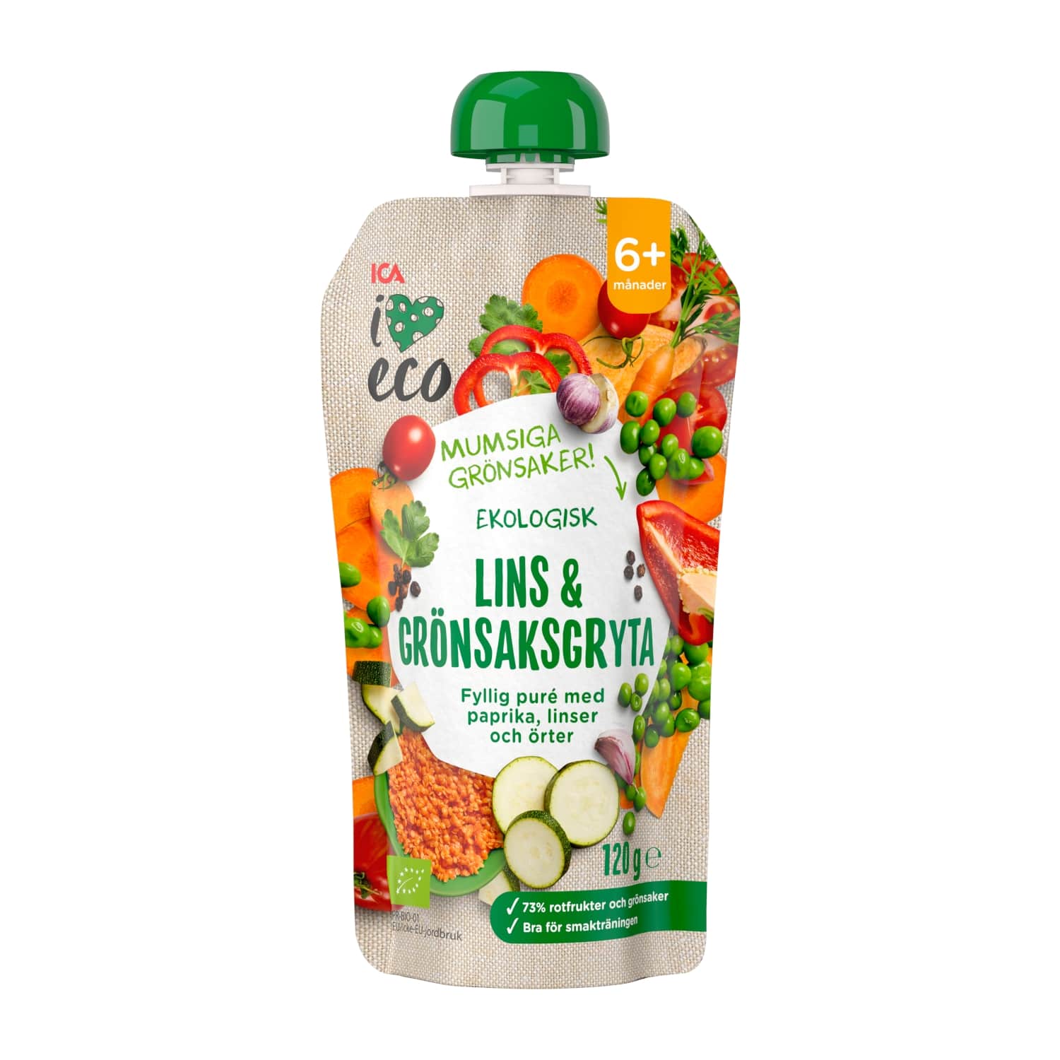Пюре I LOVE ECO из чечевицы, овощей, 6 мес, 120 г