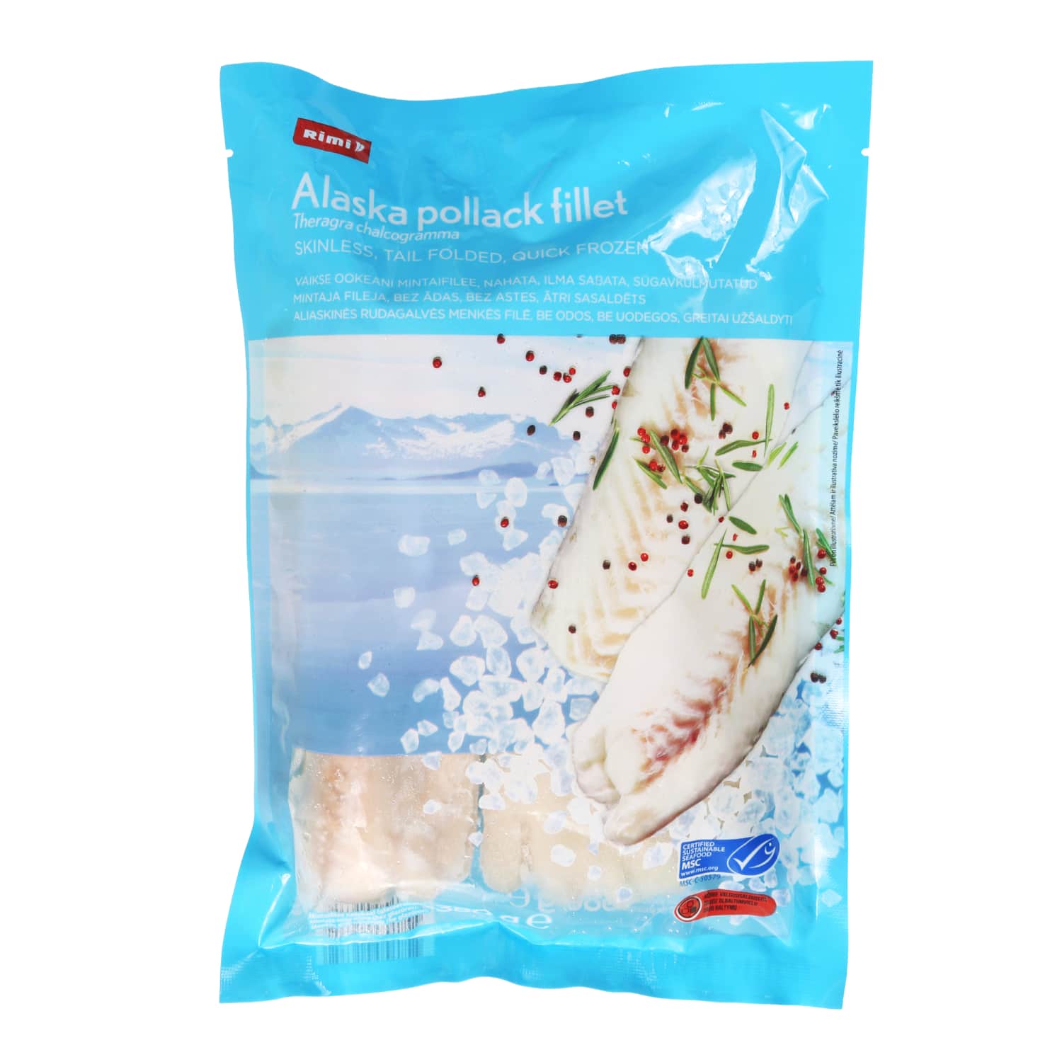 Frozen cod fillet without skin, without bones RIMI, MSC, 380g