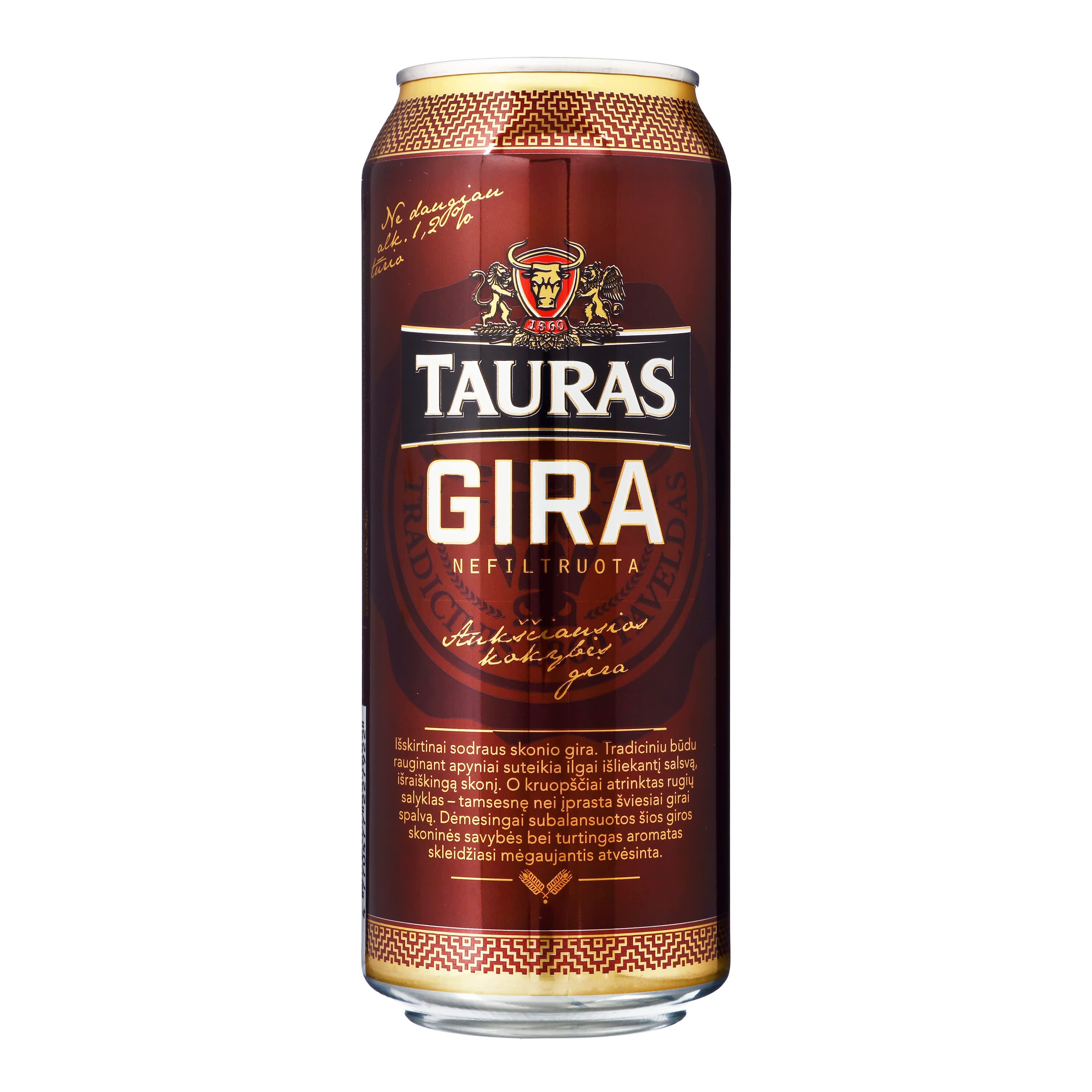 Unfiltered kvass TAURAS, 500ml