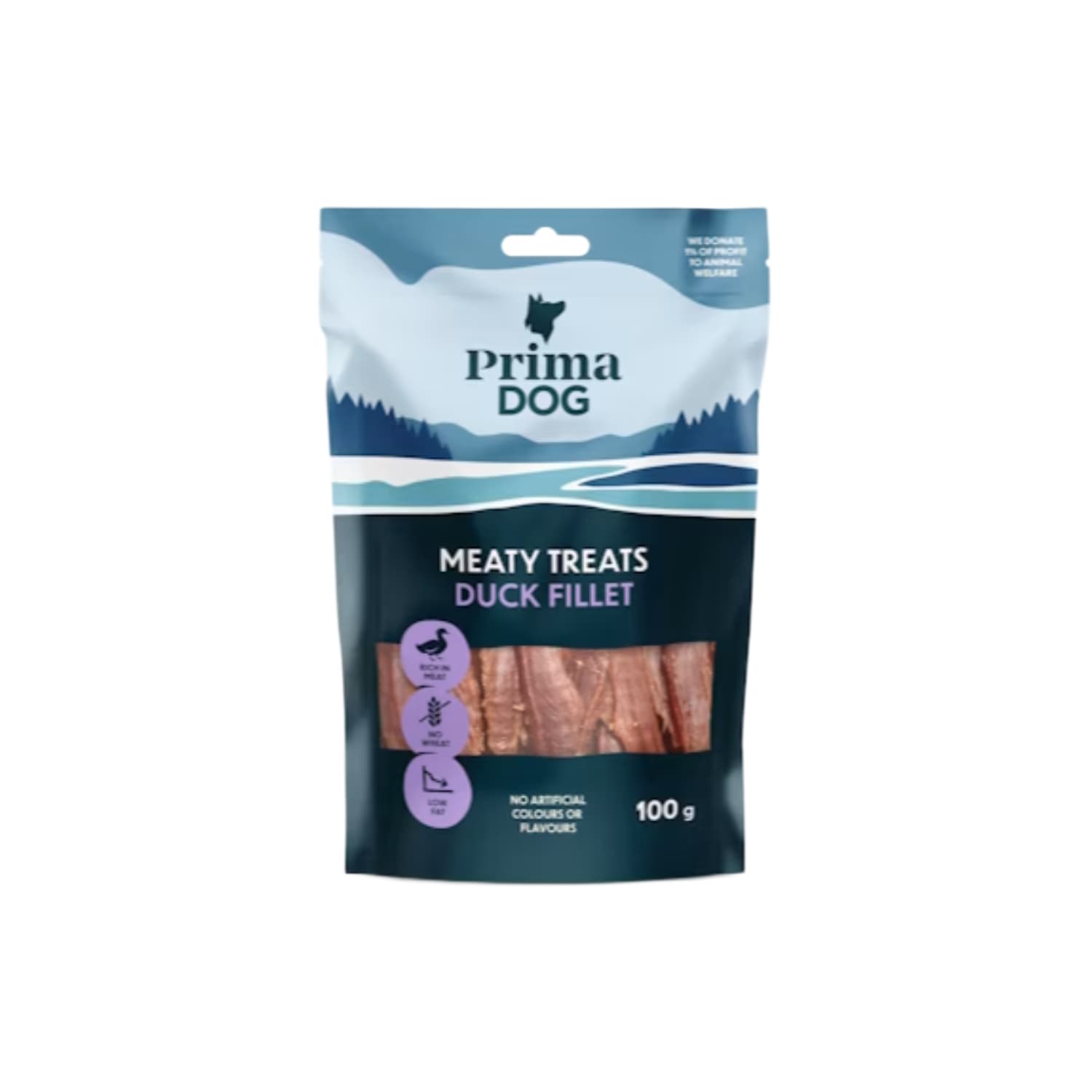 Šunų pašaras PrimaDog antienos filė 100g