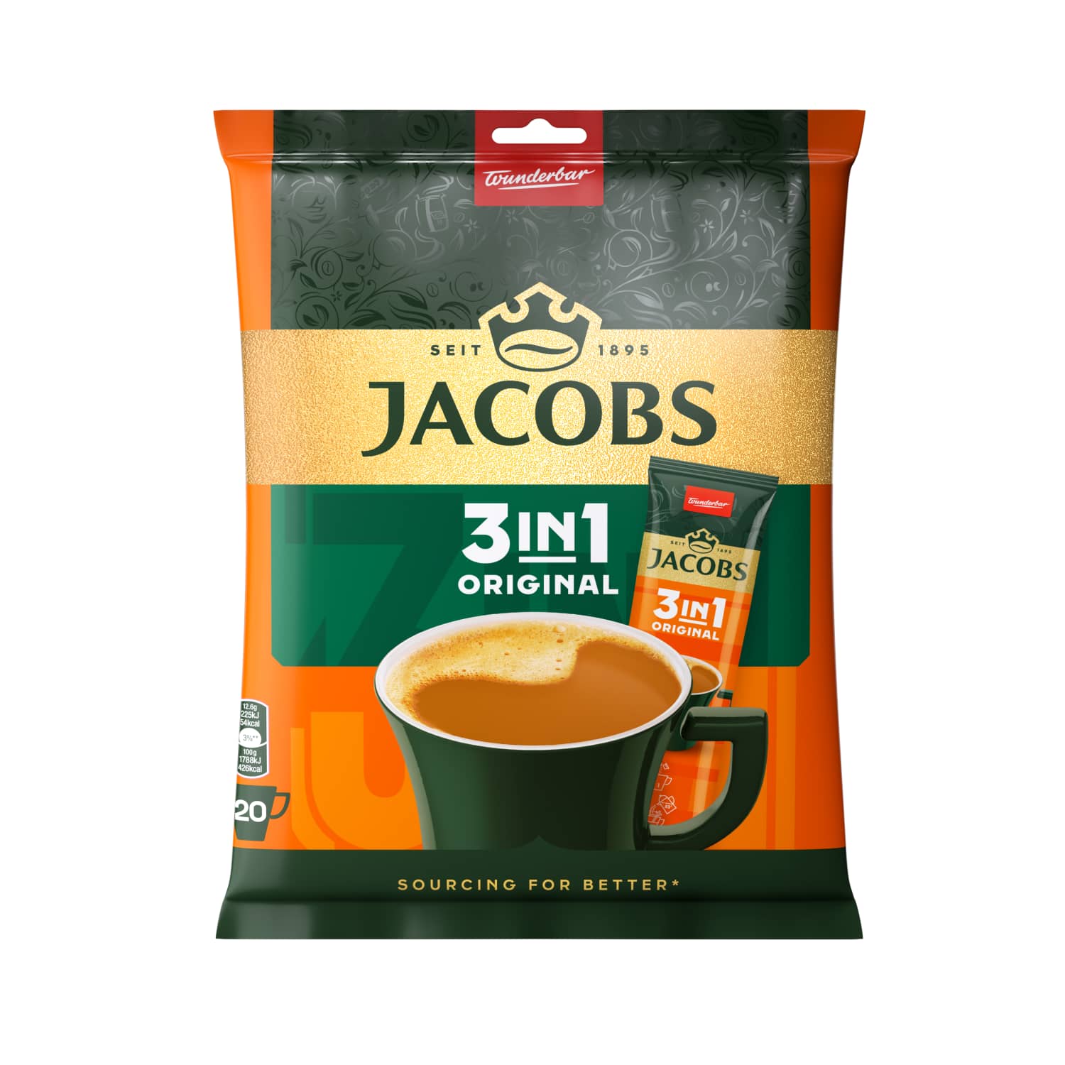 Instant coffee drink JACOBS 3in1, 20 x 12.6g