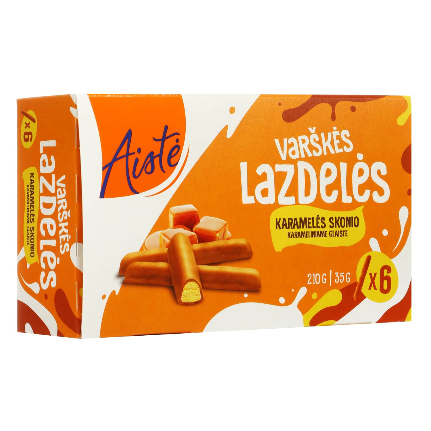 Caramel flavored curd sticks AISTĖ, 6 x 35g