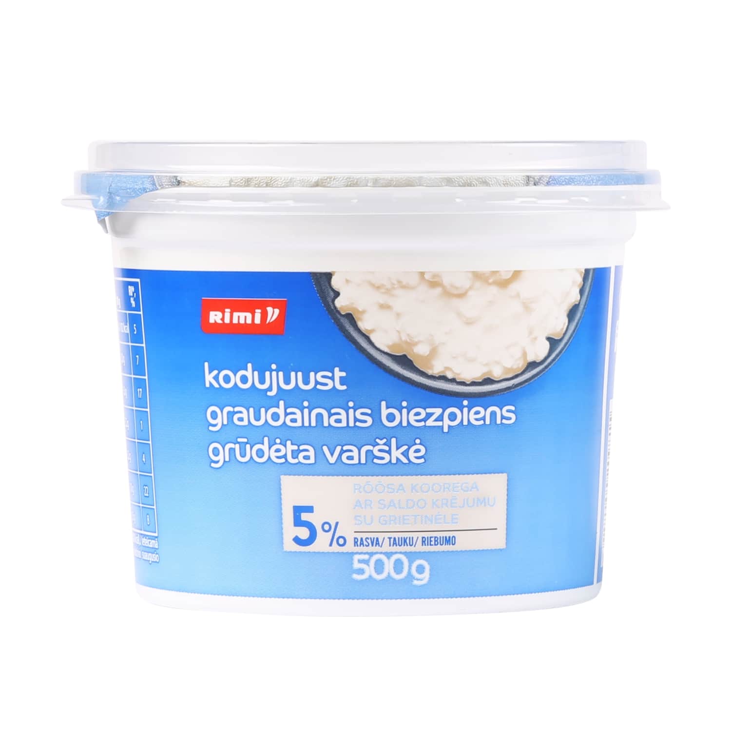 Grūdėta varškė su grietinėle 5% RIMI, 500G