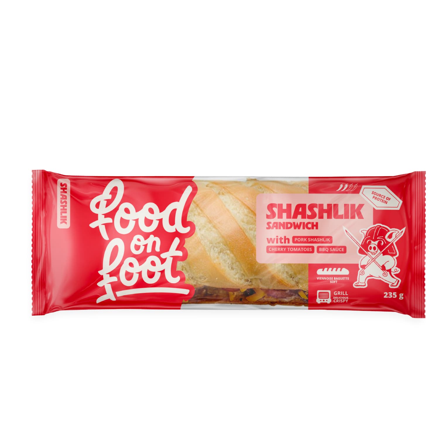 Sumuštinis su šašlyko mėsa, pom., BBQ, 235 g