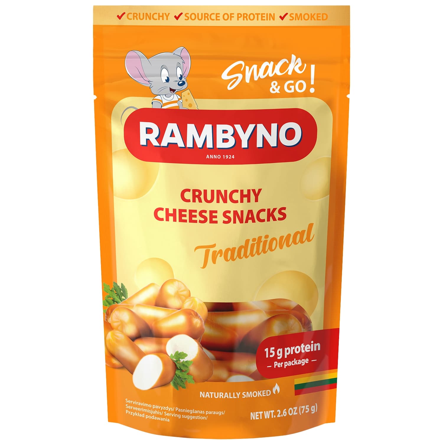 Melted smoked cheese snack RAMBYNO, 75g