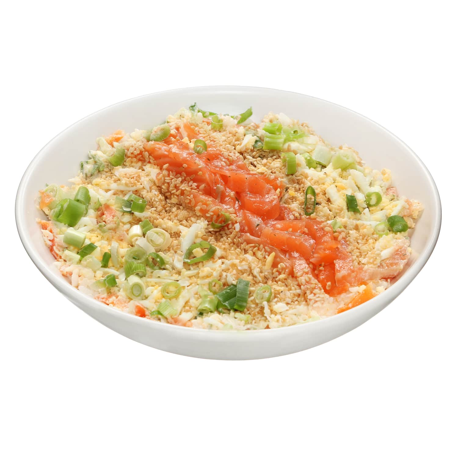 SUSHI salad with salmon and spicy sauce