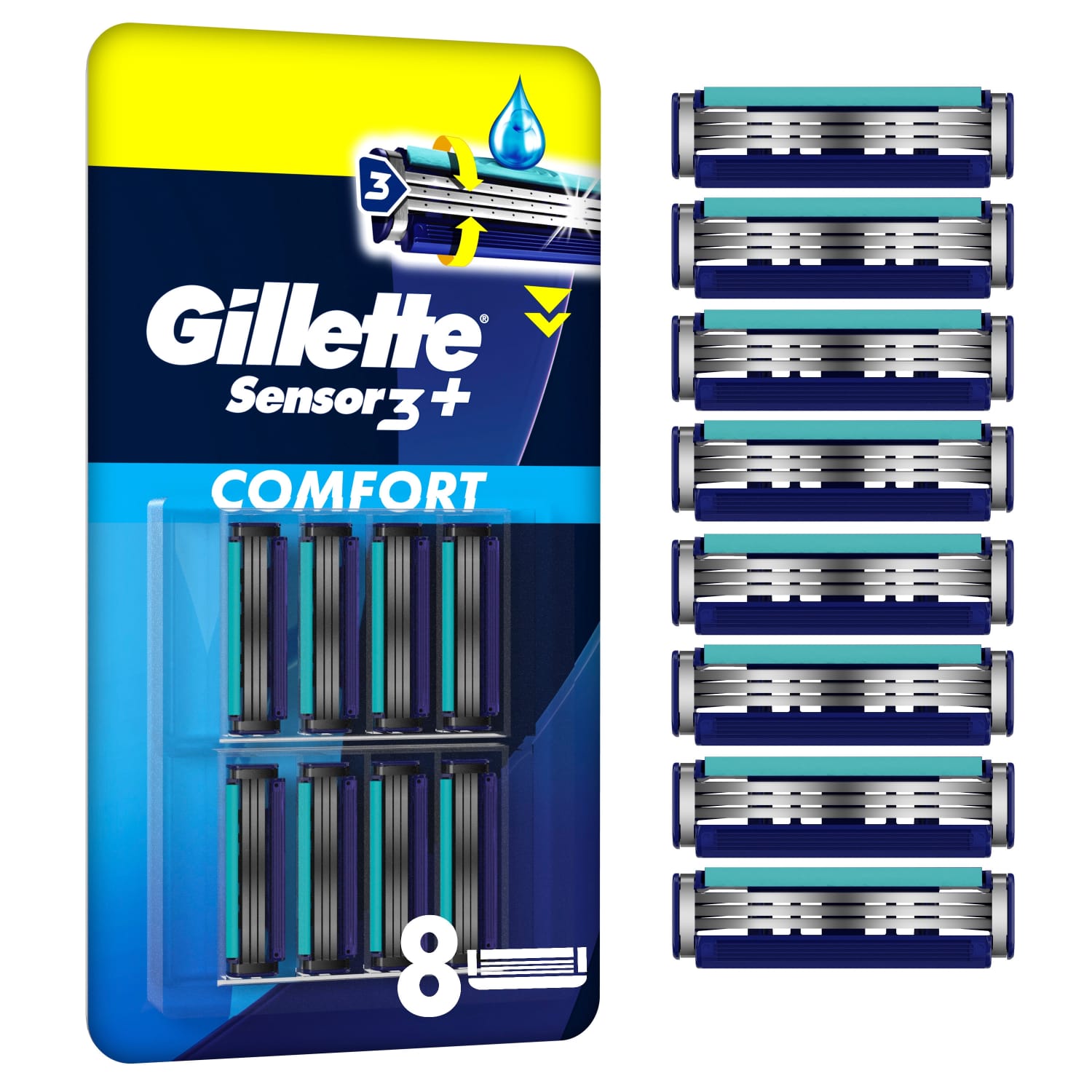 Skust. galv. GILLETTE SENSOR 3+ COMF., 8 vnt.