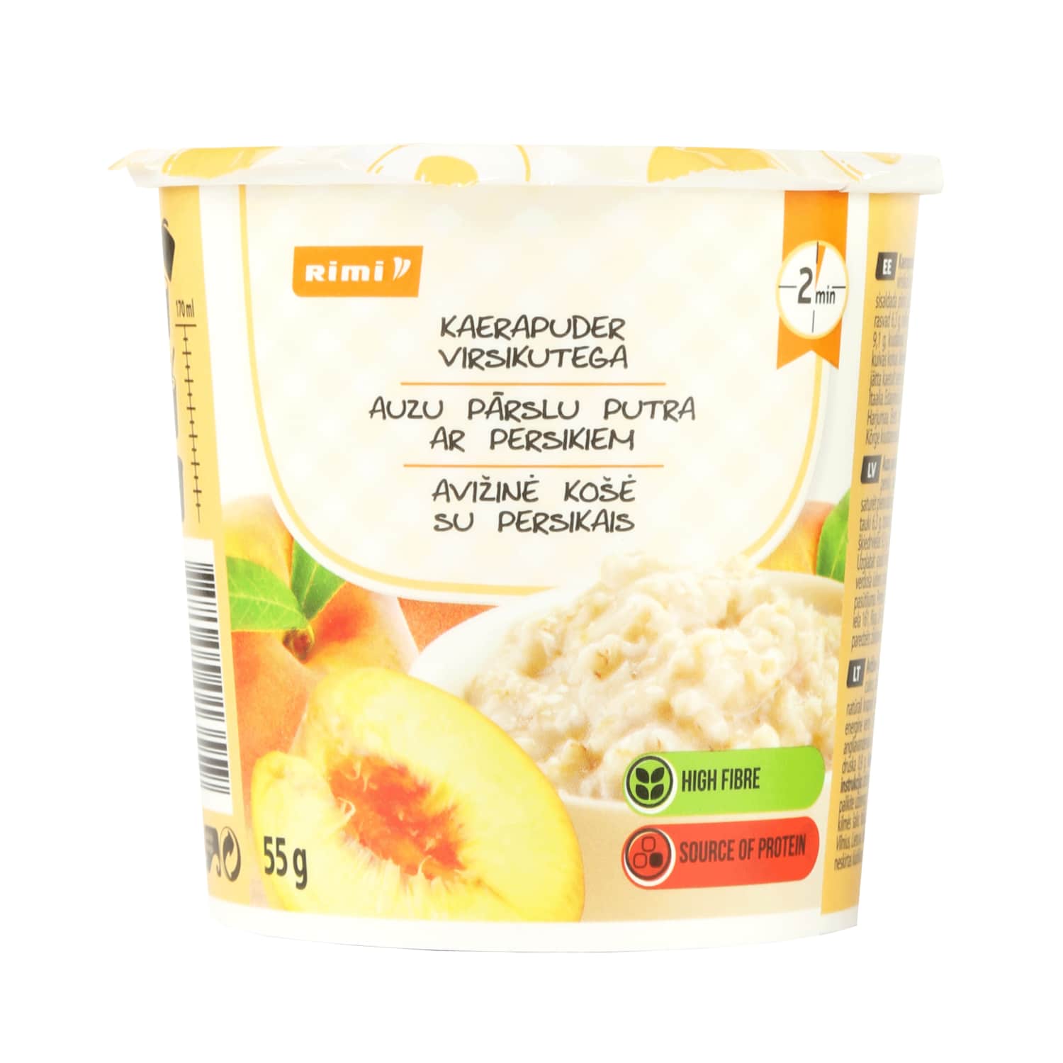 Oat porridge with peaches RIMI, 55 g