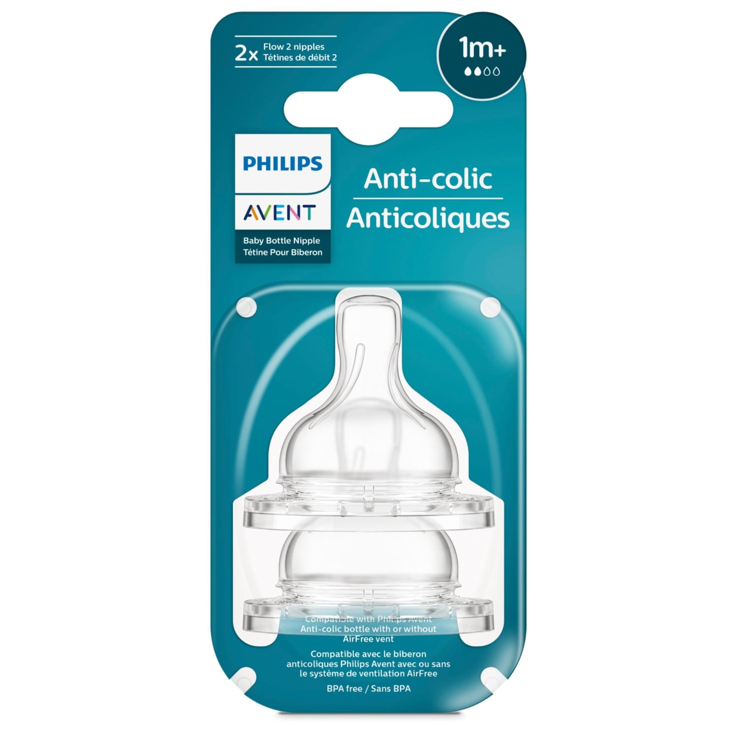 Žindukai PHILIPS ANTI-COLIC, 1+ mėn., 2 vnt.