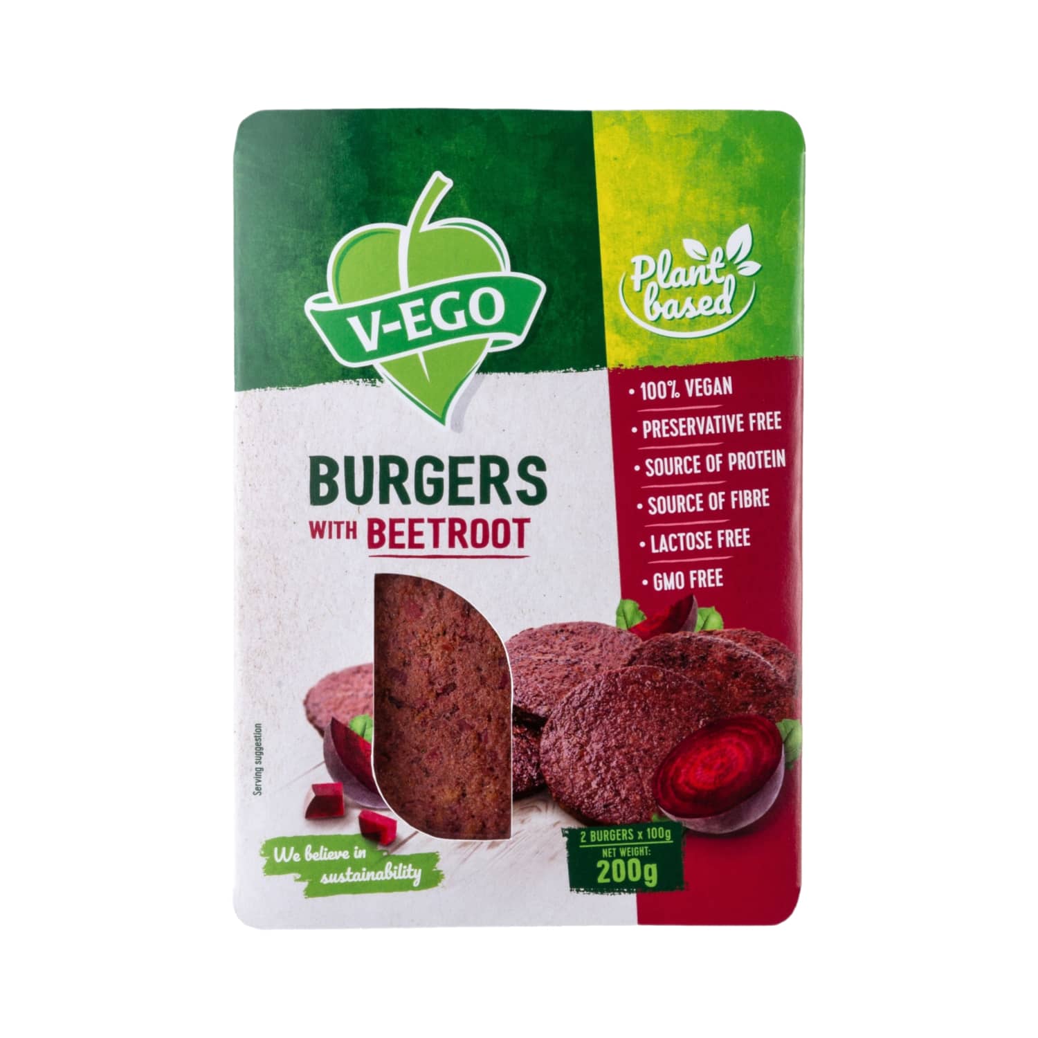 Veggie burgers with beetroot V-EGO, frozen, 200 g