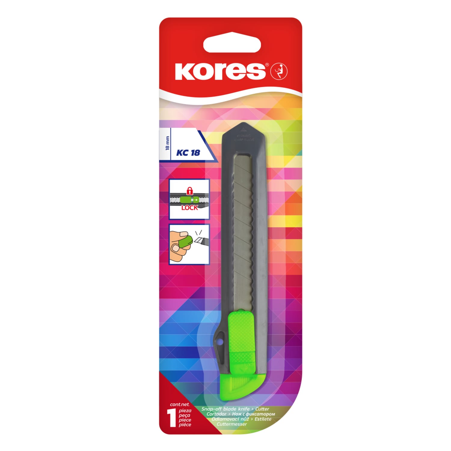 Plastikinis peilis KORES KC18, 18 mm