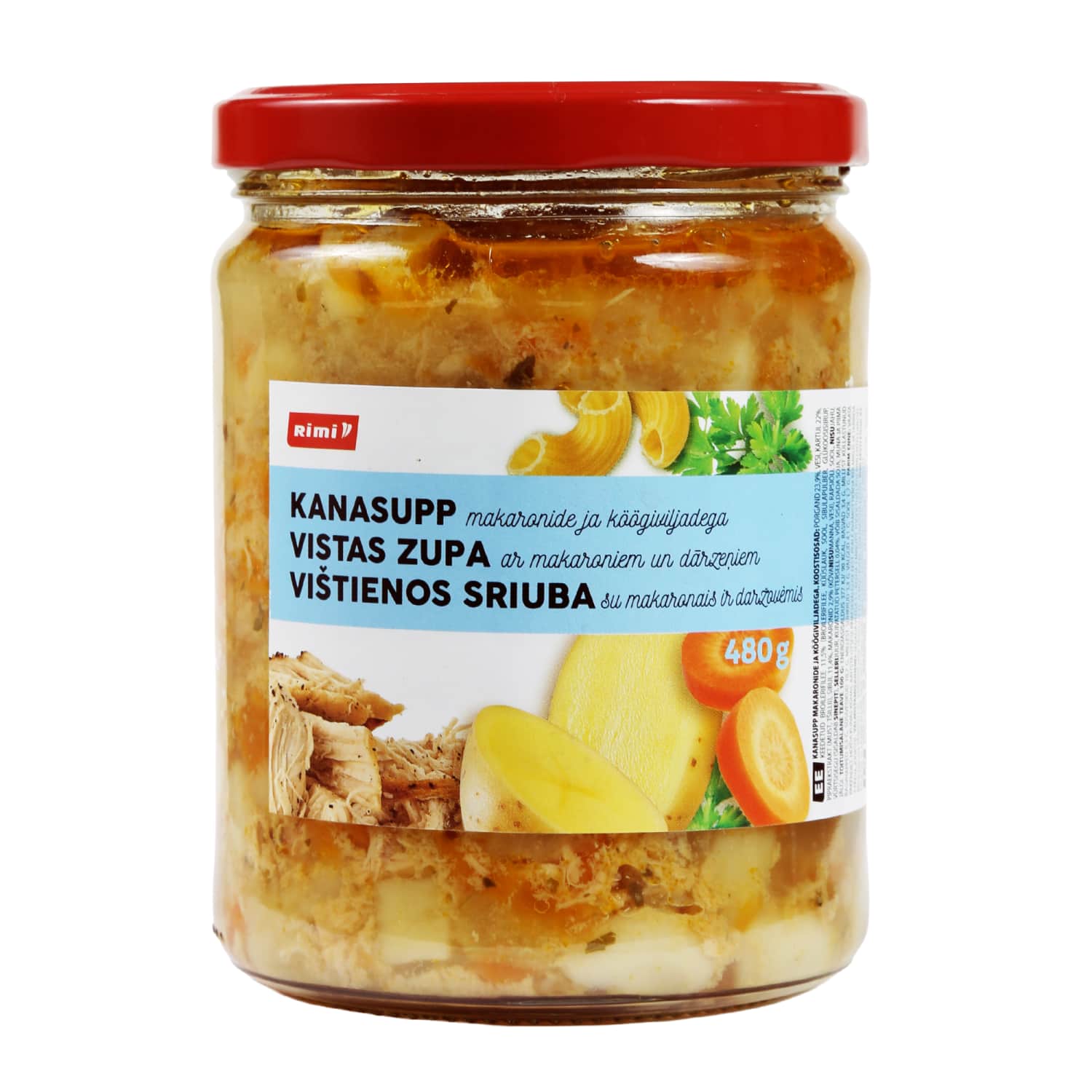 Куриный суп с макаронами, овощами RIMI, 480 г