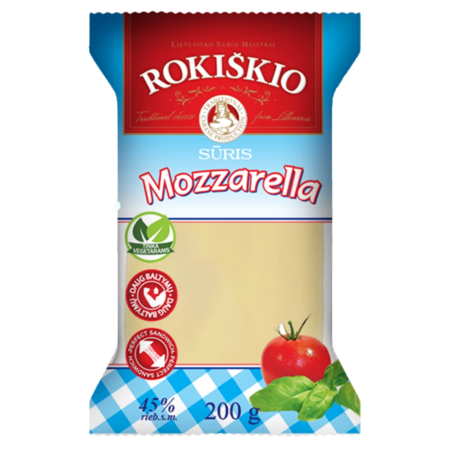 Cheese ROKIŠKIO MOZZARELLA, 45 %, 200 g