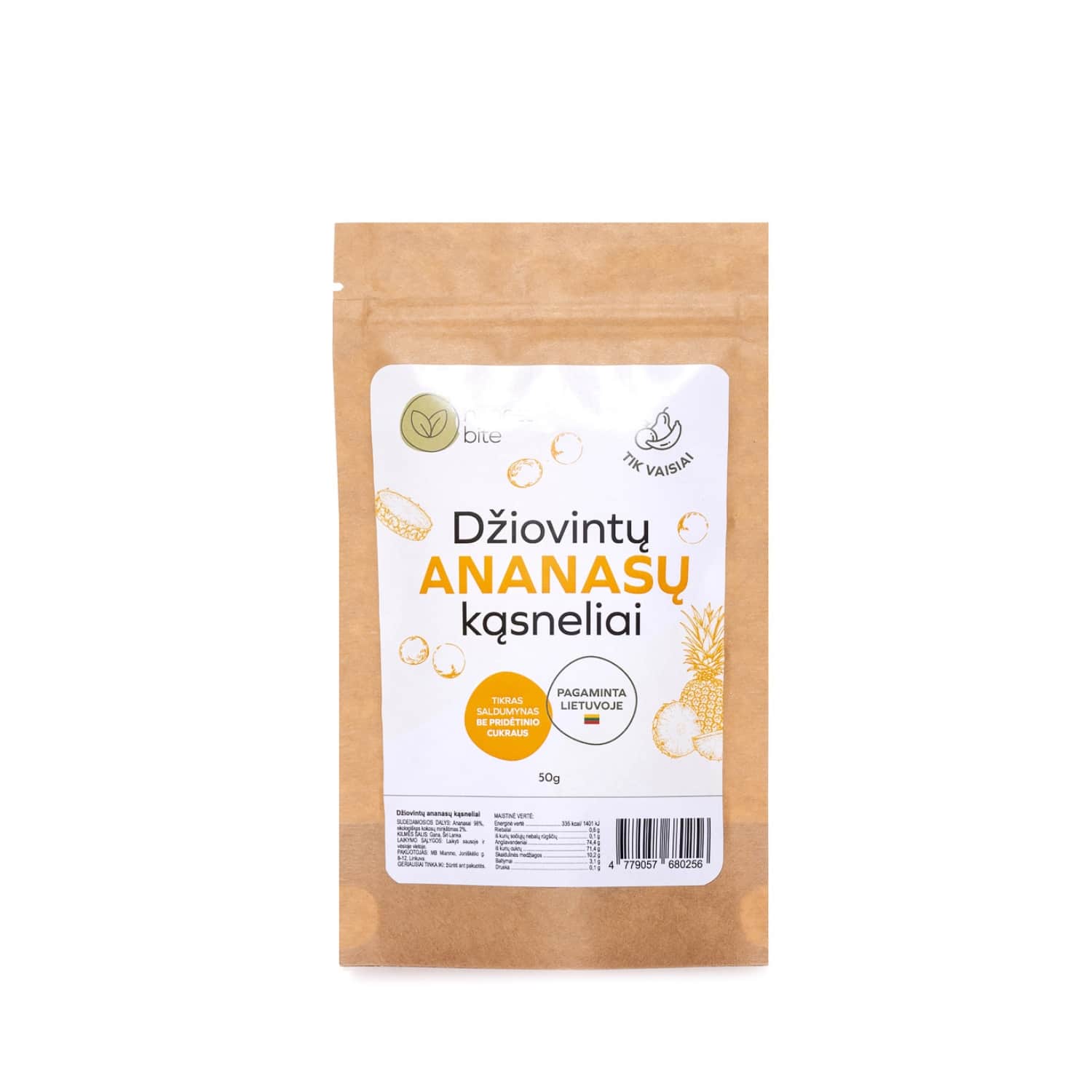 Dž. ananasų kąsneliai HONESTBITE, 50 g