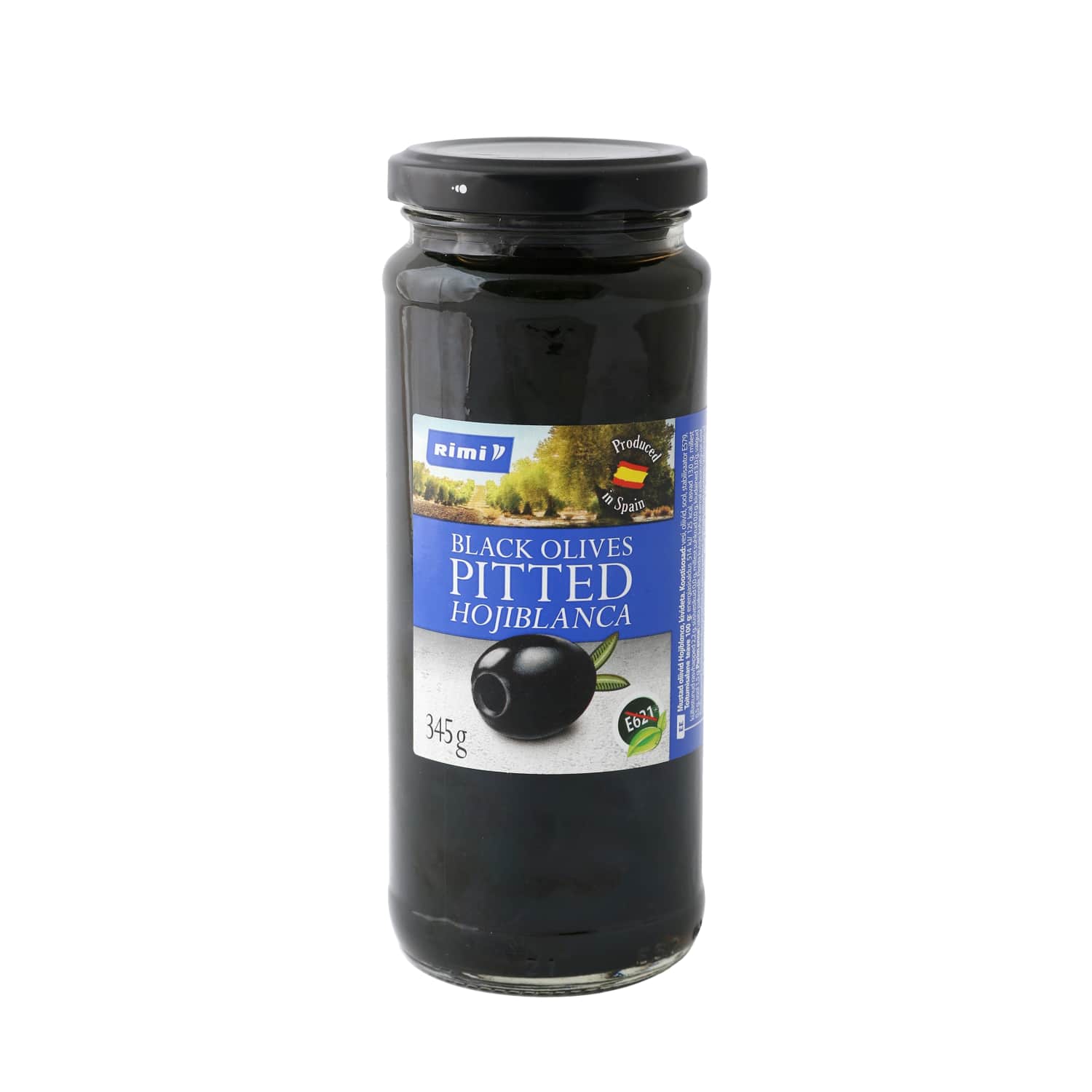 Черные оливки RIMI без косточек, 345 г / 160 г