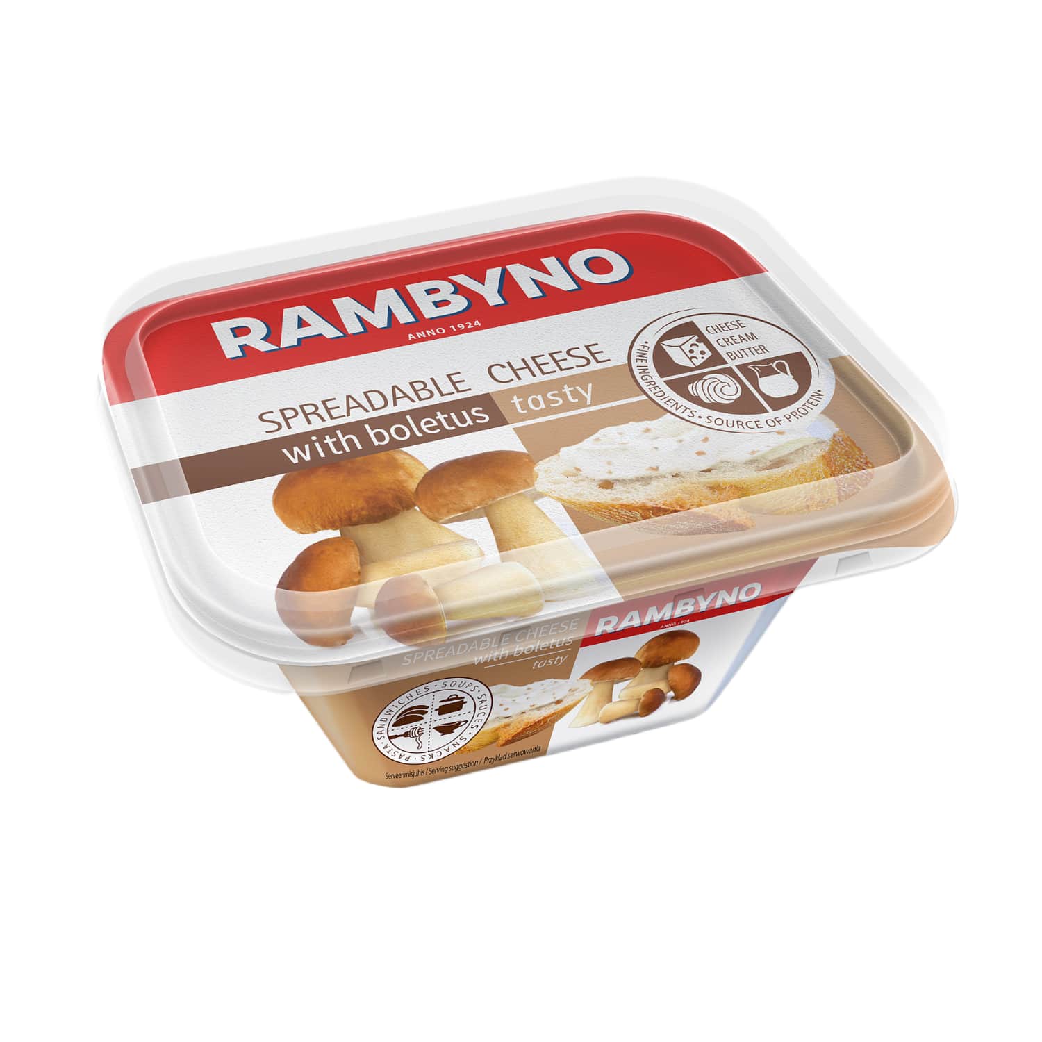 Плавленый намазываемый сыр RAMBYNO с белыми грибами, 50%, 175г