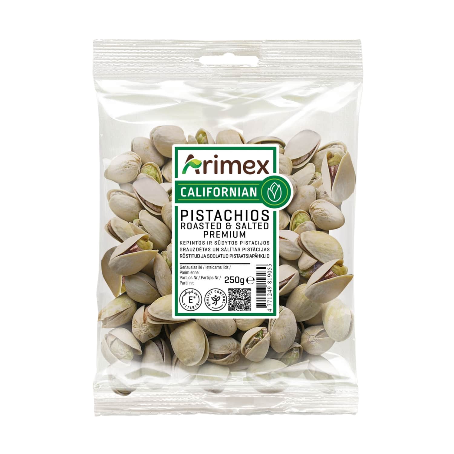 Roasted and salted pistachios ARIMEX PREMIUM, 250 g