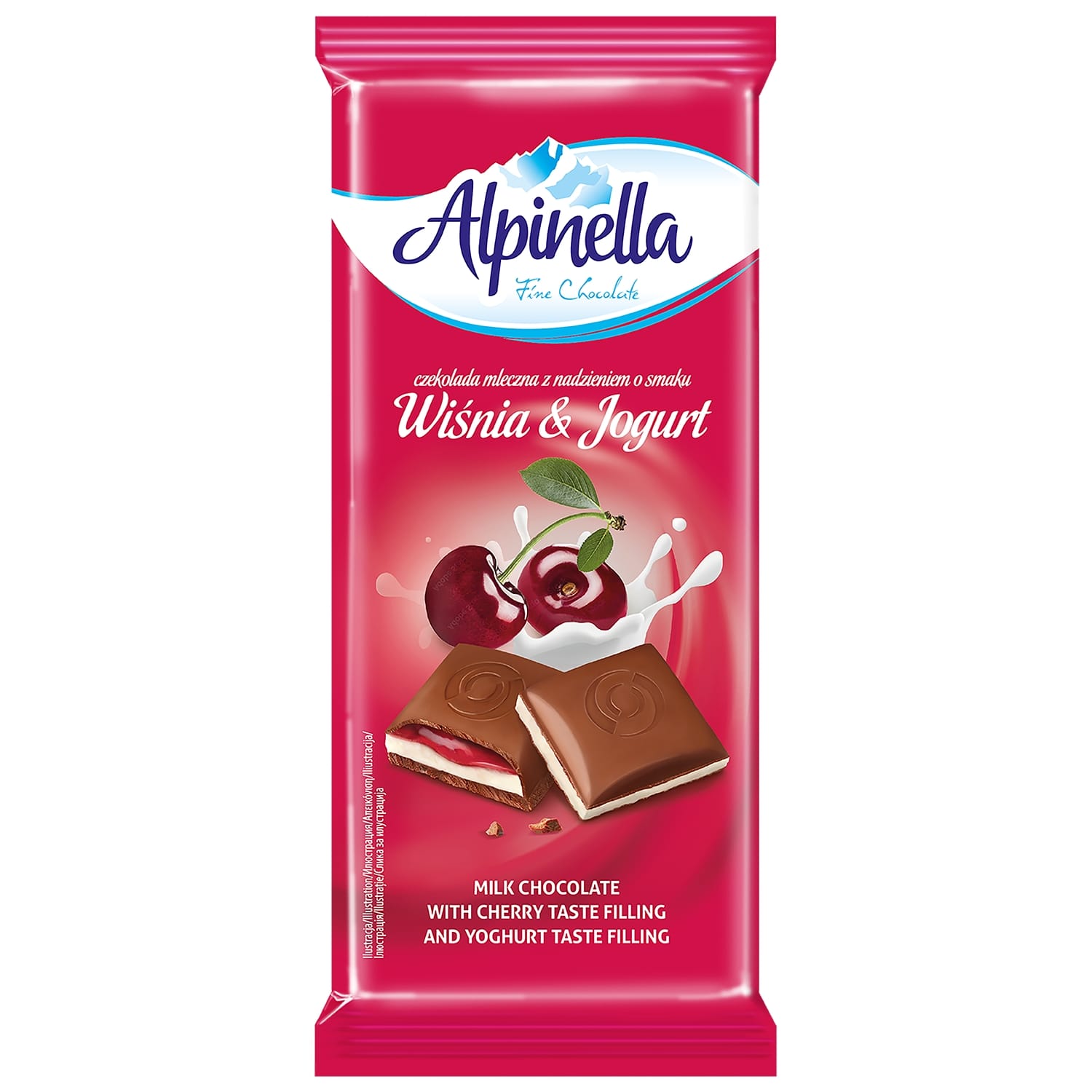 Шоколад с йогуртом, вишневой начинкой ALPINELLA, 100 г