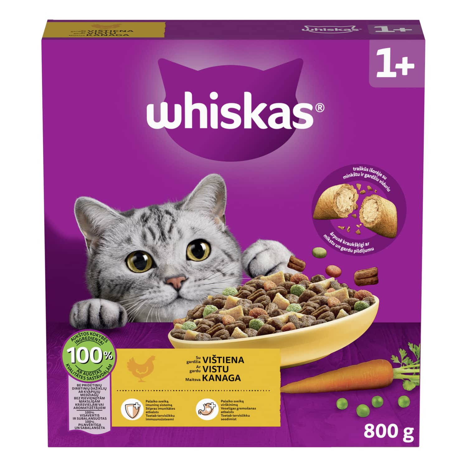 Корм для кошек с курицей WHISKAS ADULT, 800 г
