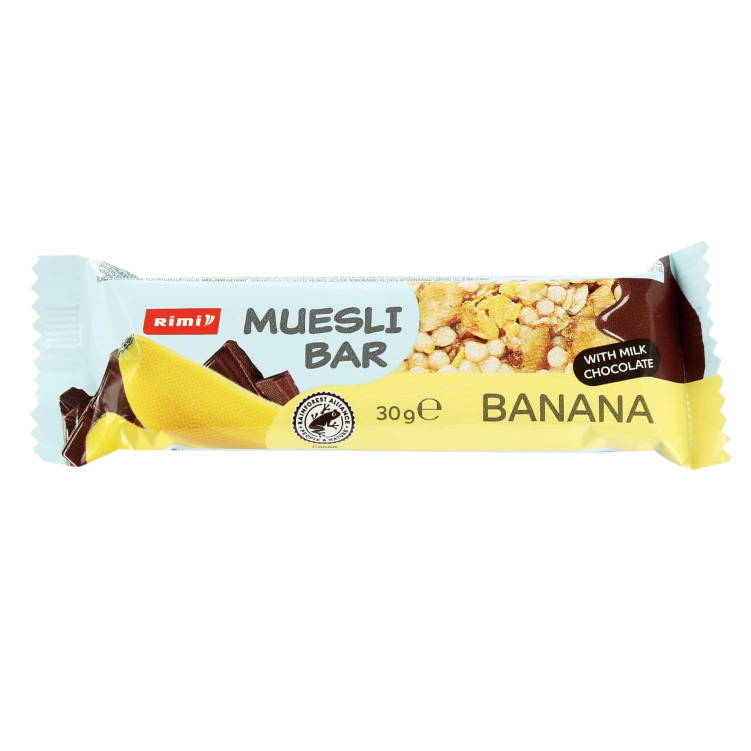 Cereal bar with banana and chocolate RIMI, 30 g