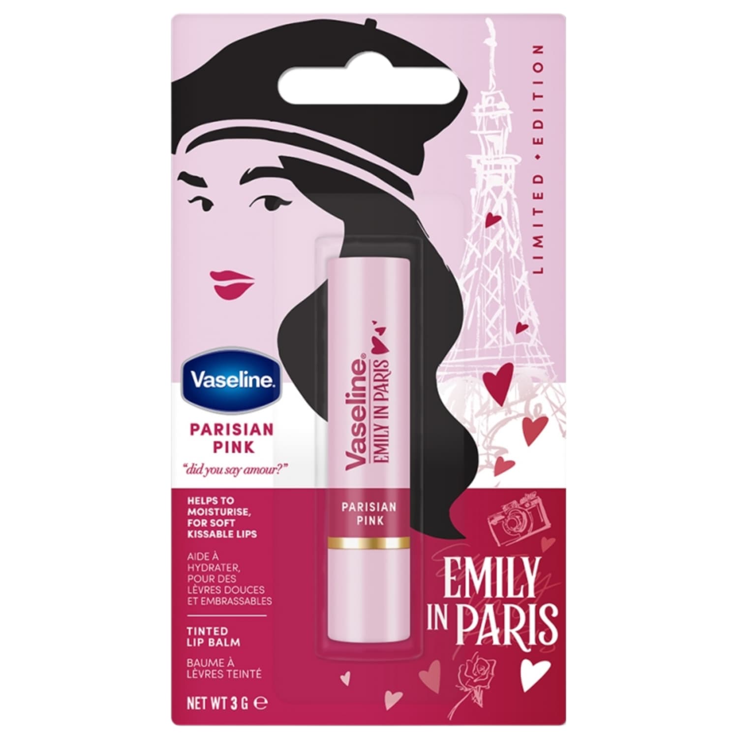 Lūpų balzamas VASELINE EIP PARISIAN PINK, 3 g