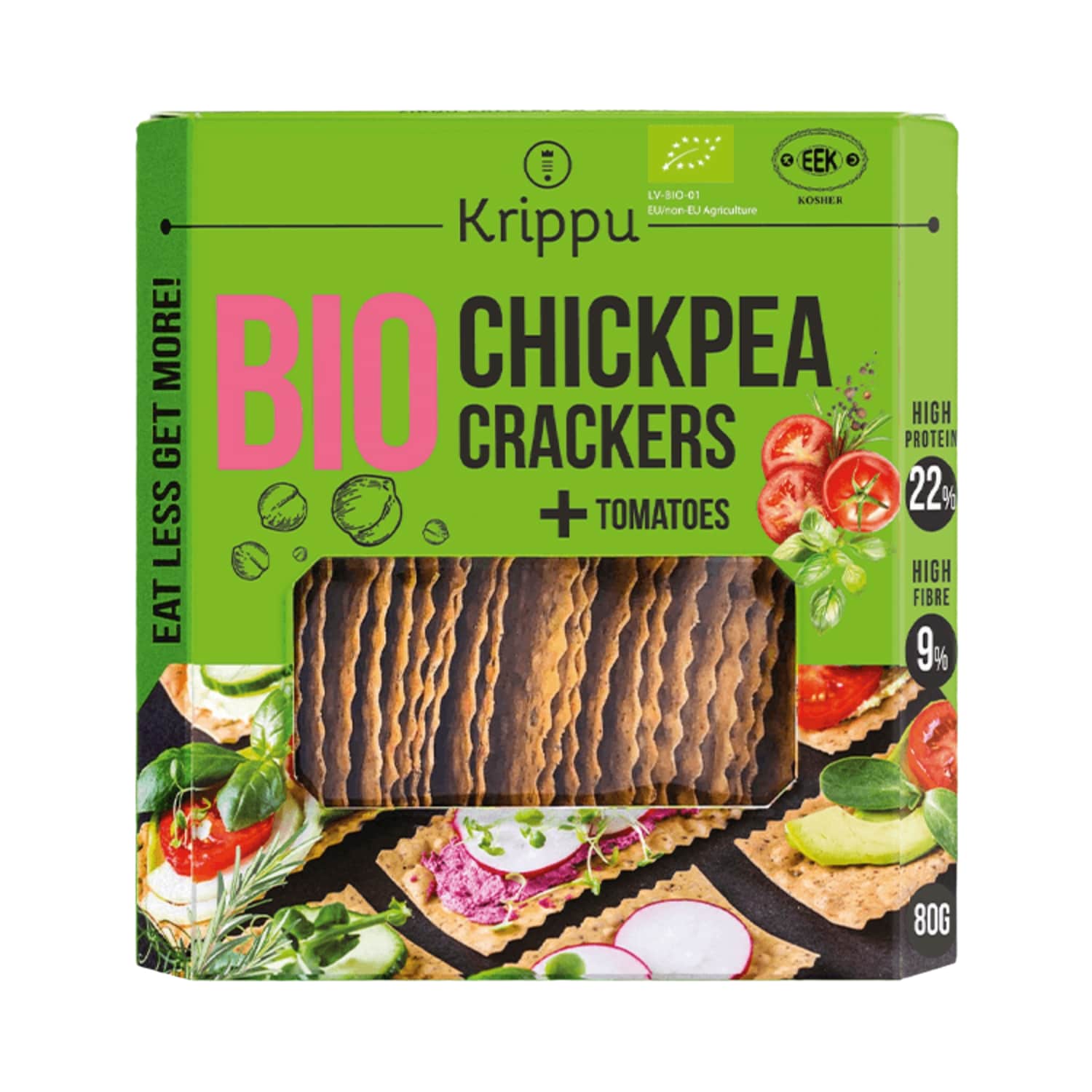 Экол. крекеры из нута с помидорами KRIPPU, 80 г