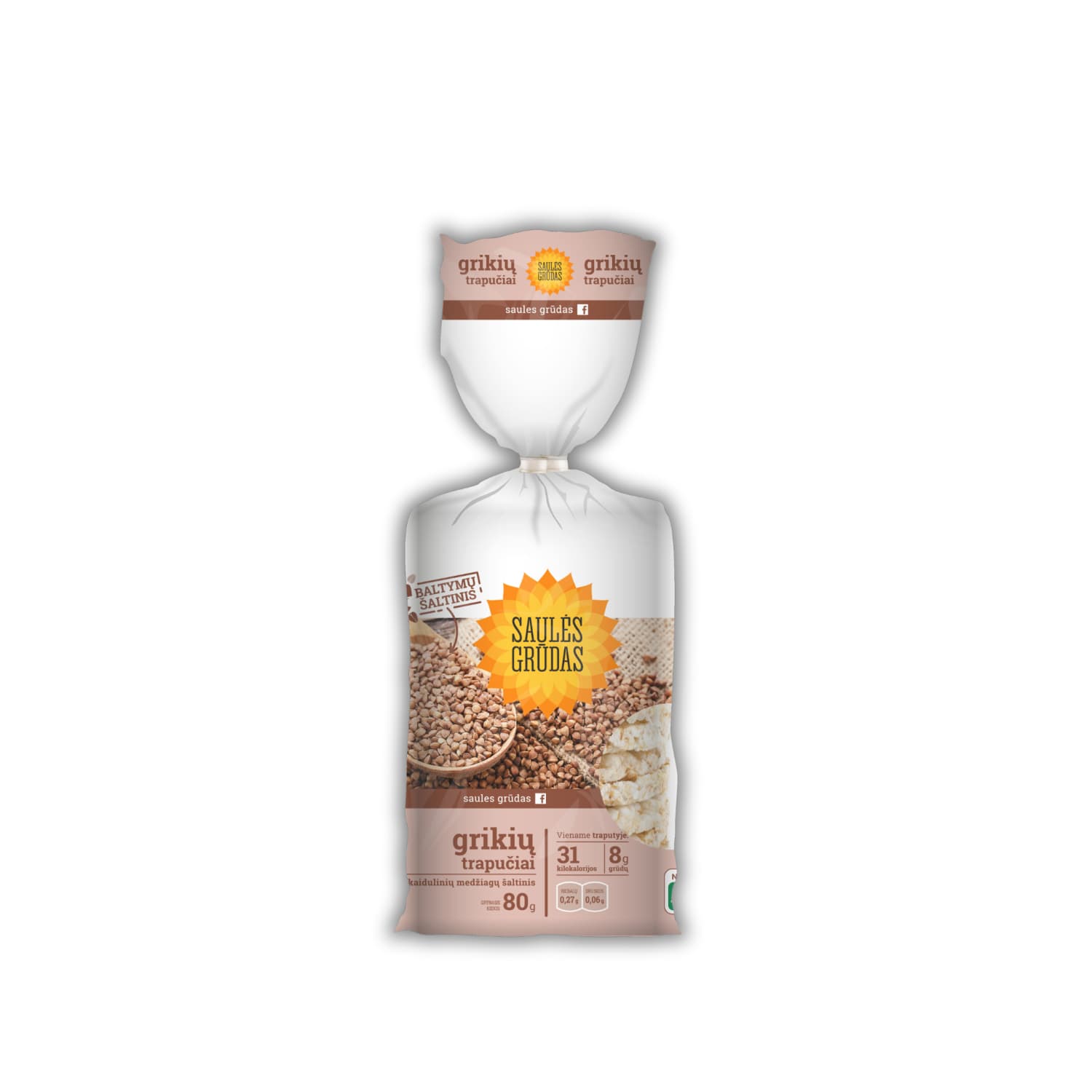 Buckwheat crackers SAULĖS GRŪDAS, 80 g