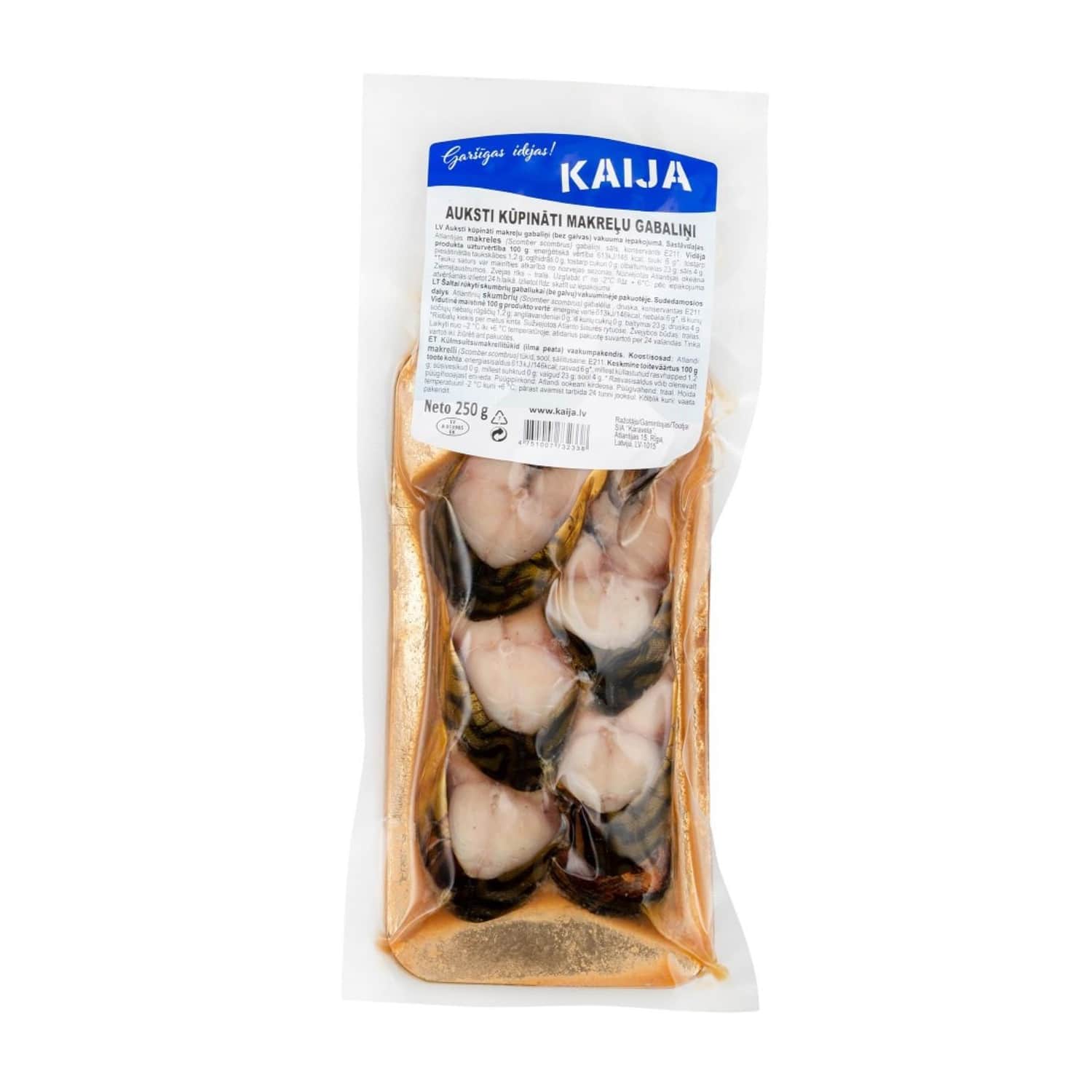 Холодного копчения скумбрия KAIJA, без головы, нарезанная 250 г