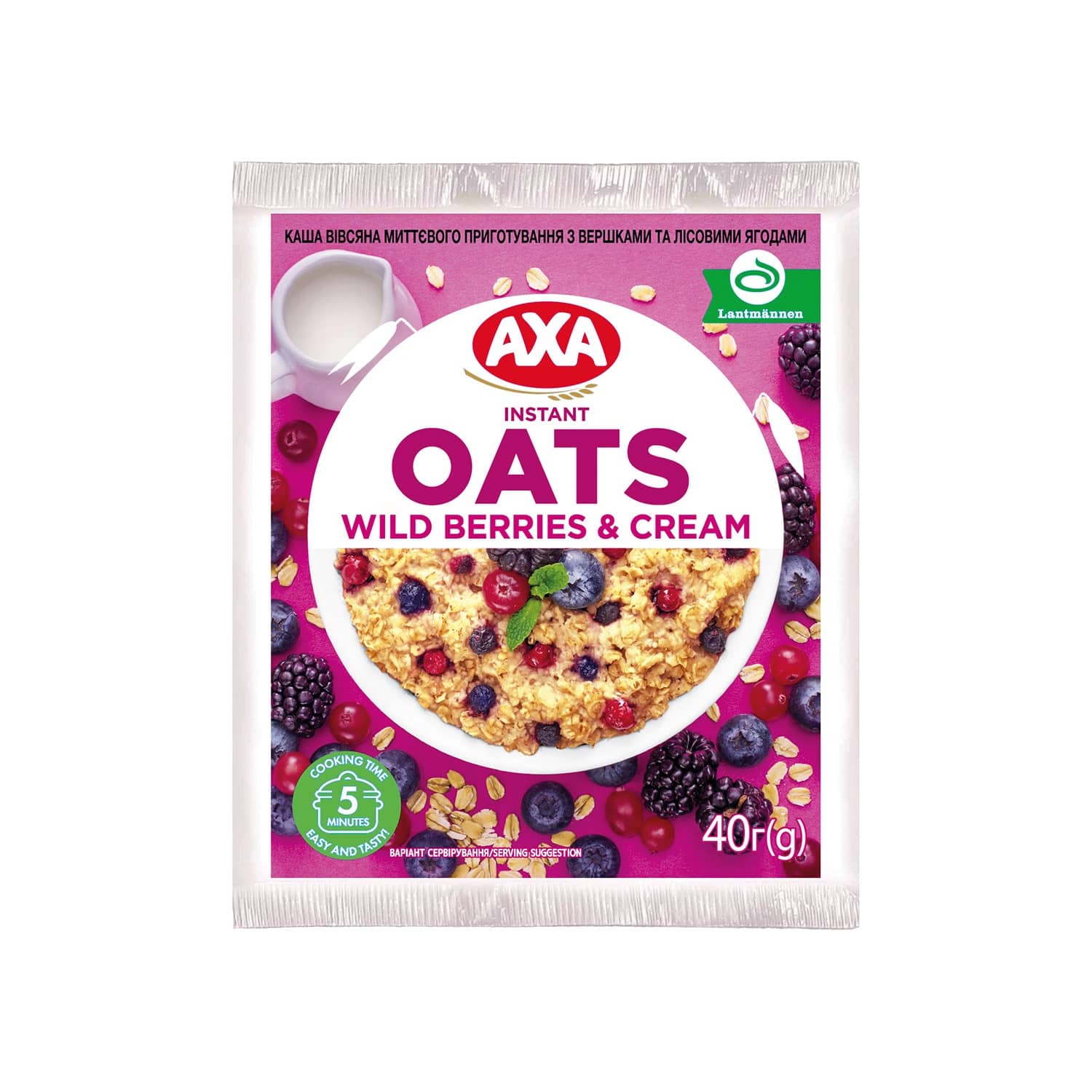 Oat porridge with cream and berries AXA, 40 g