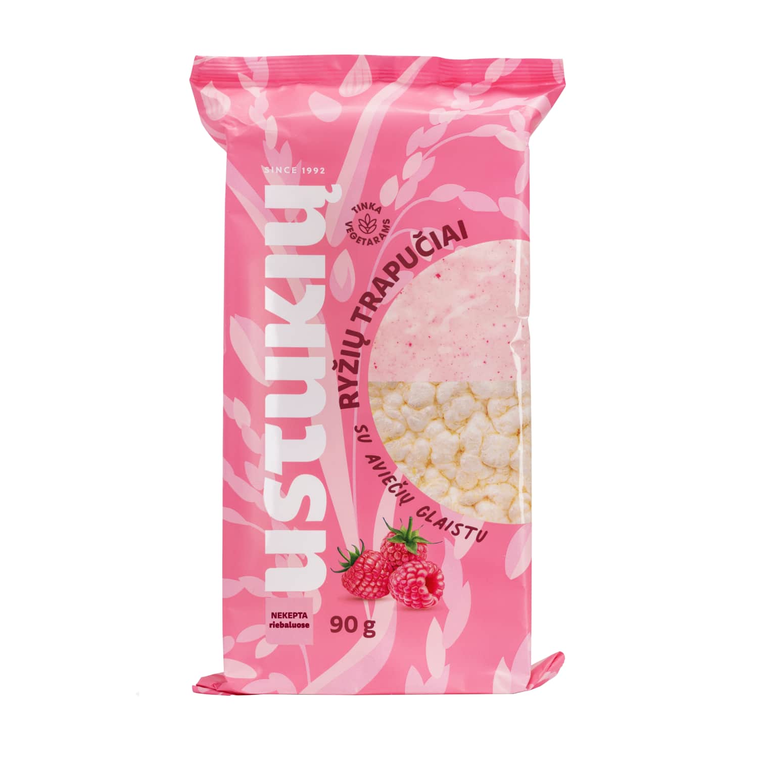 Рисовые крекеры с малиновым вкусом USTUKIŲ MALŪNAS, 90г