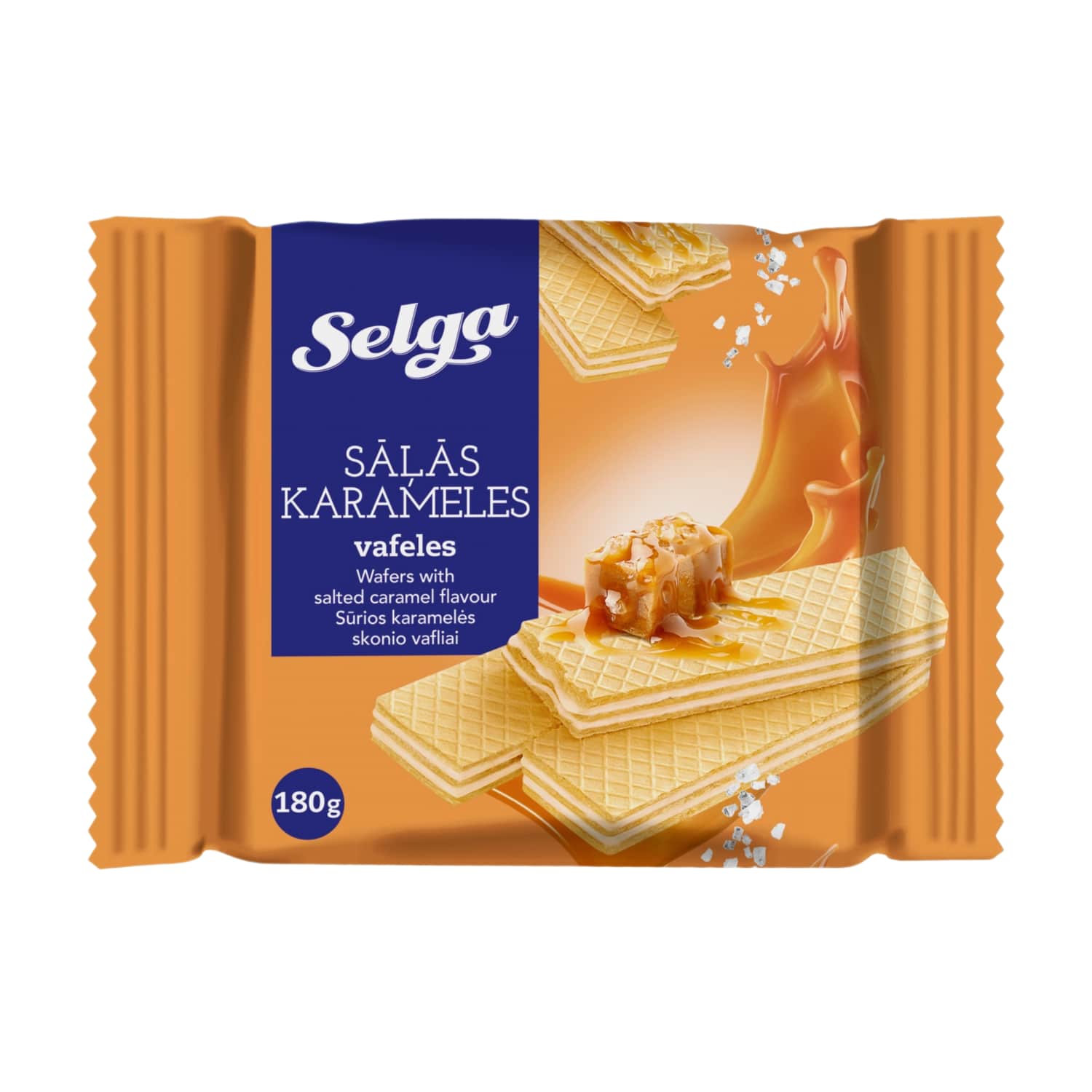 Вафли со вкусом соленой карамели SELGA, 180 г