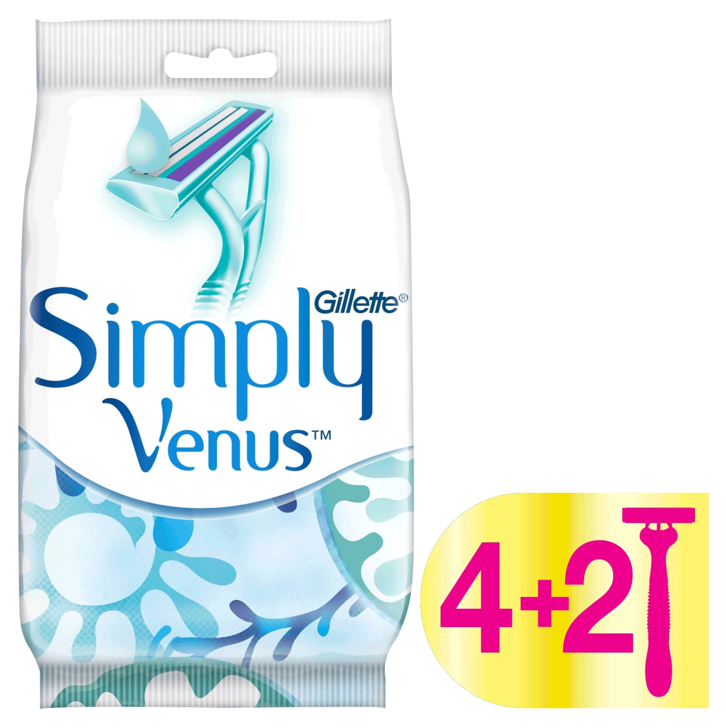 Одноразовая женская бритва GILLETTE VENUS SIMPLY-2, 4+2 шт.
