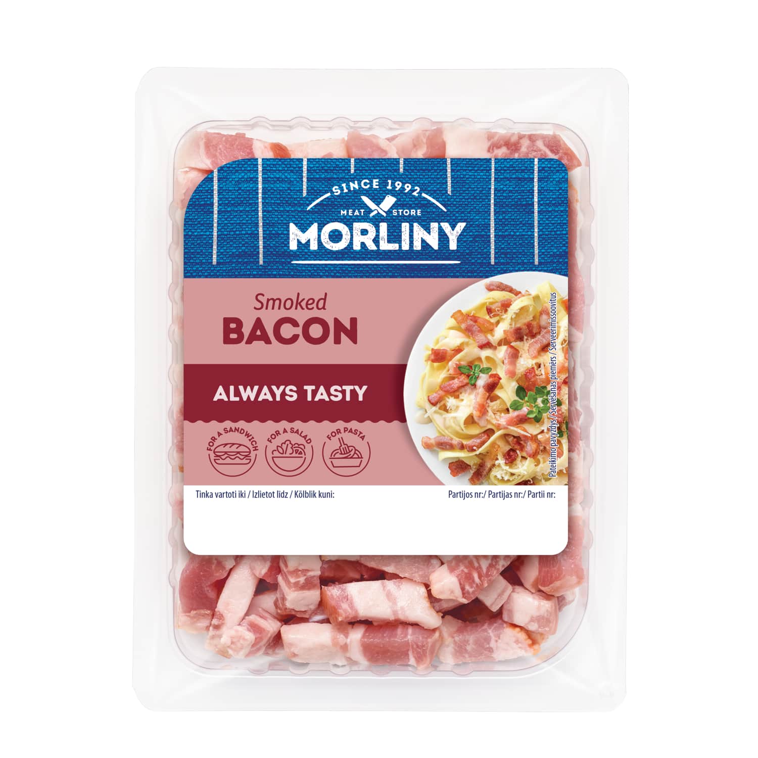 Smoked pork bacon cubes MORLINY, 200g
