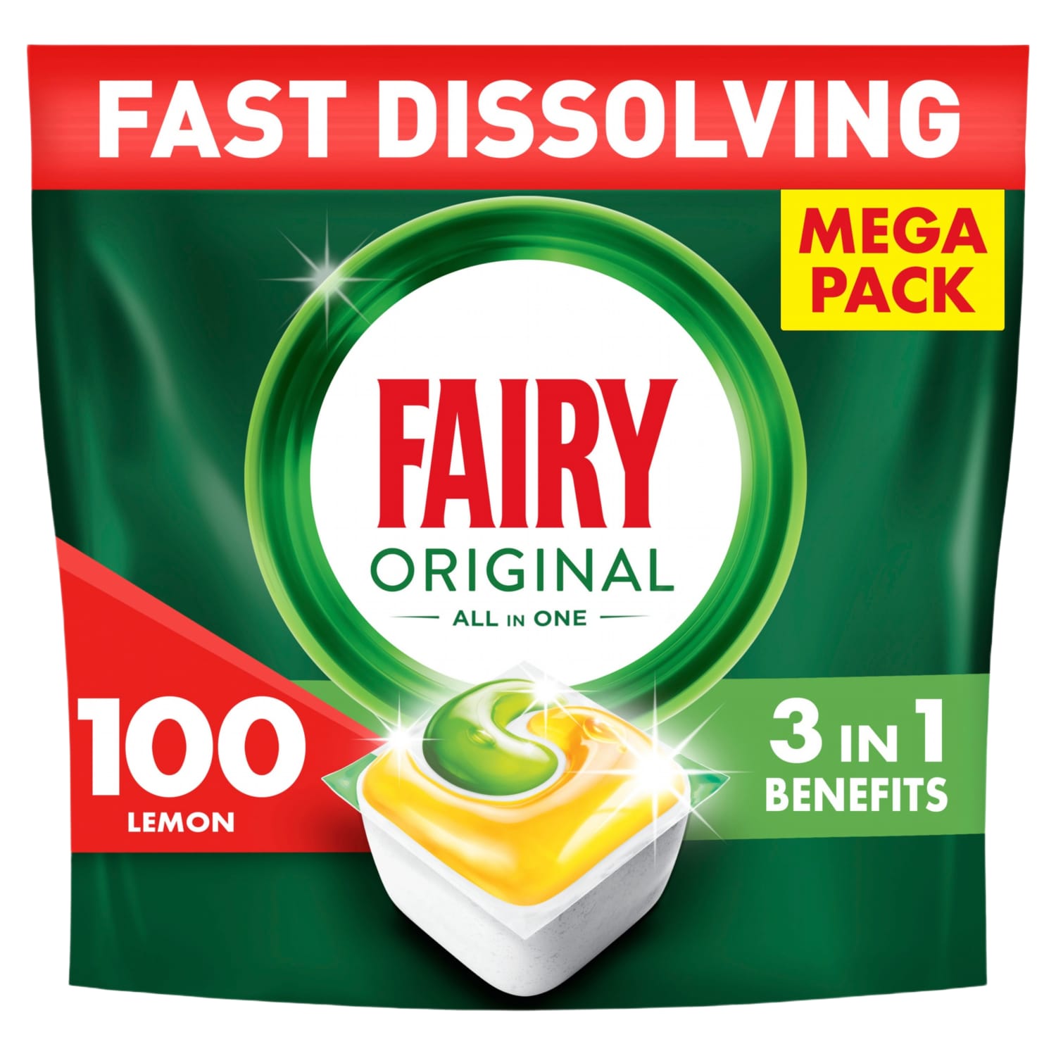 Indų pl. kapsulės FAIRY AIN1 LEMON, 100 vnt