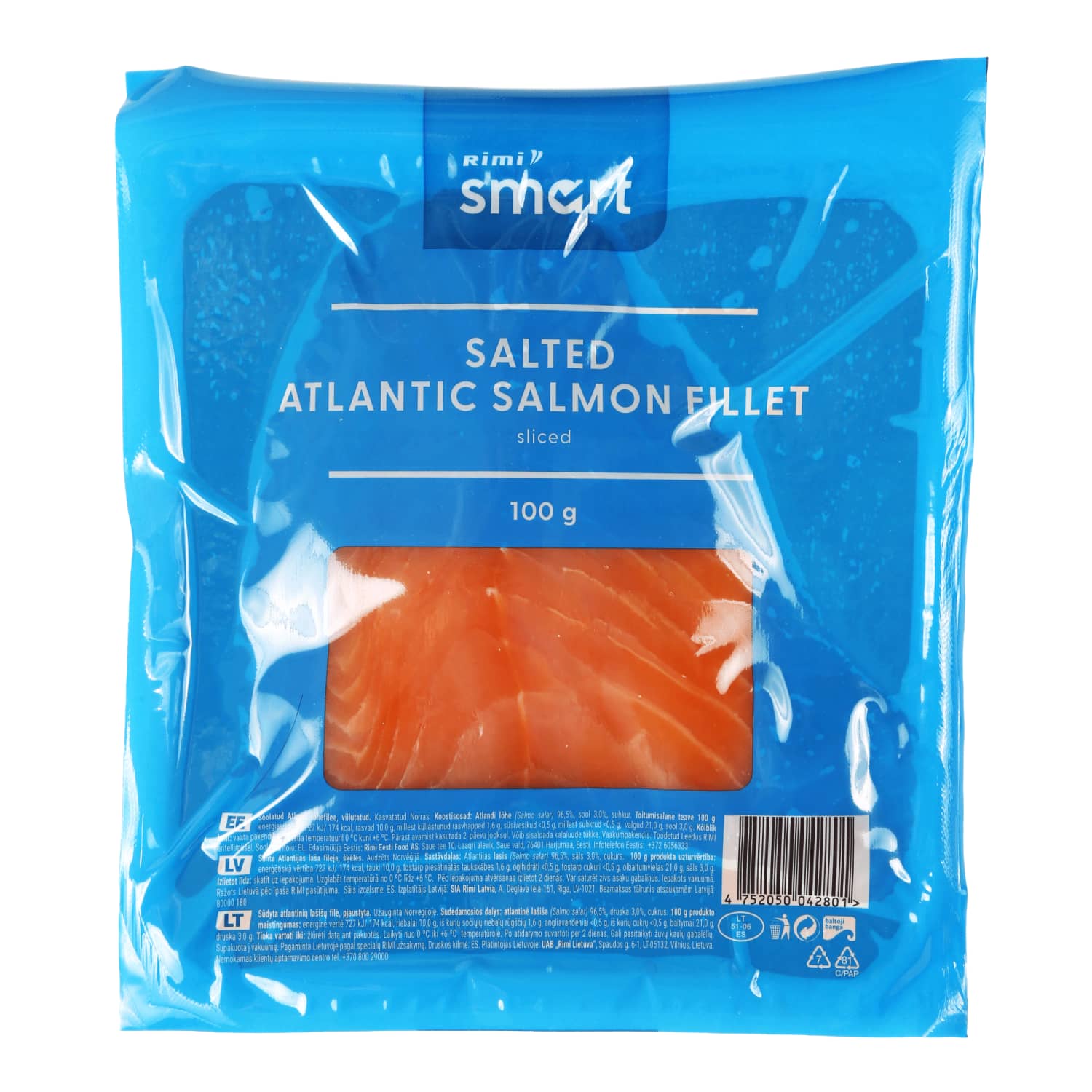 Sūd. atlant. lašišų filė RIMI SMART, 100 g