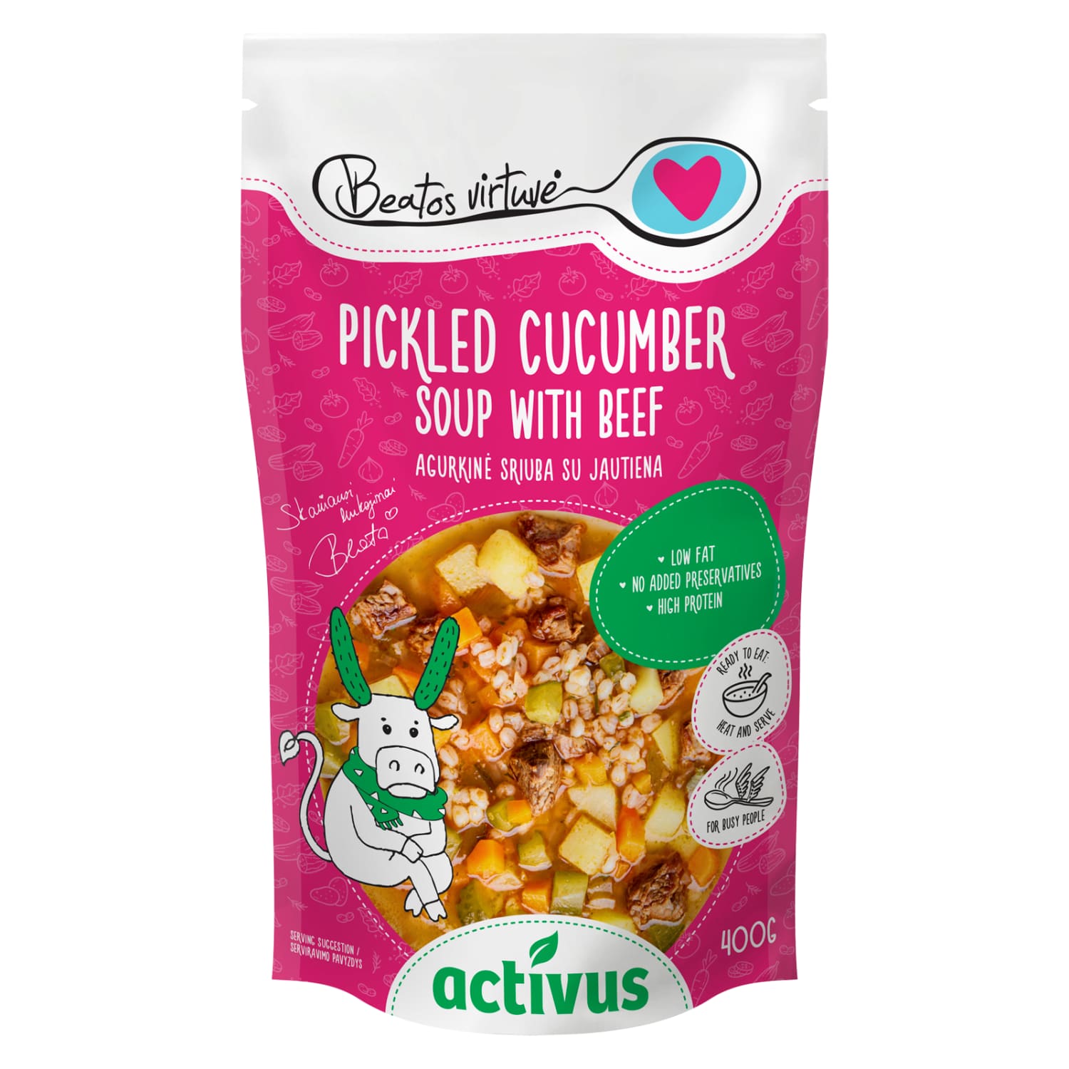 Raug. agurkų sriub., jaut. ACTIVUS & BV, 400g