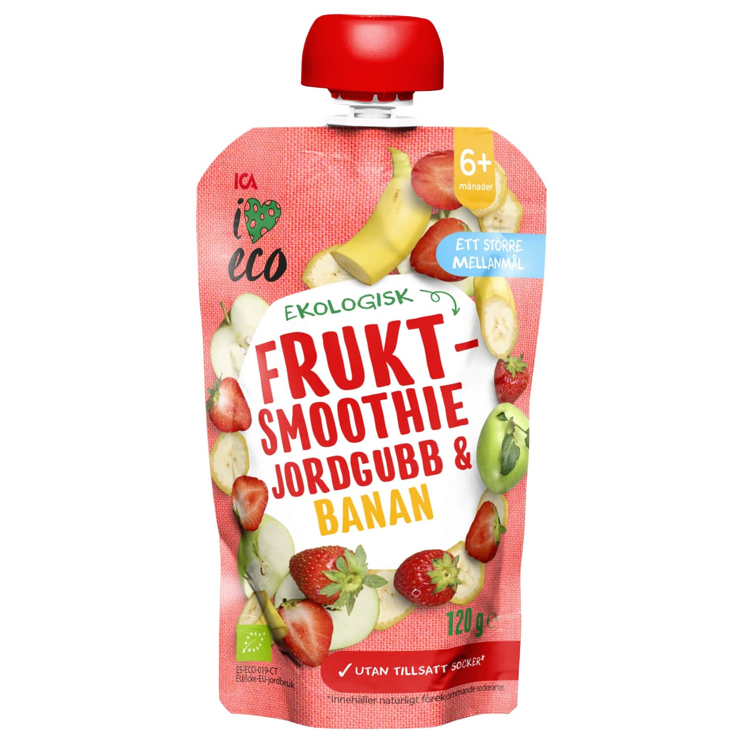 Puree with strawberries and bananas ICA, 120 g