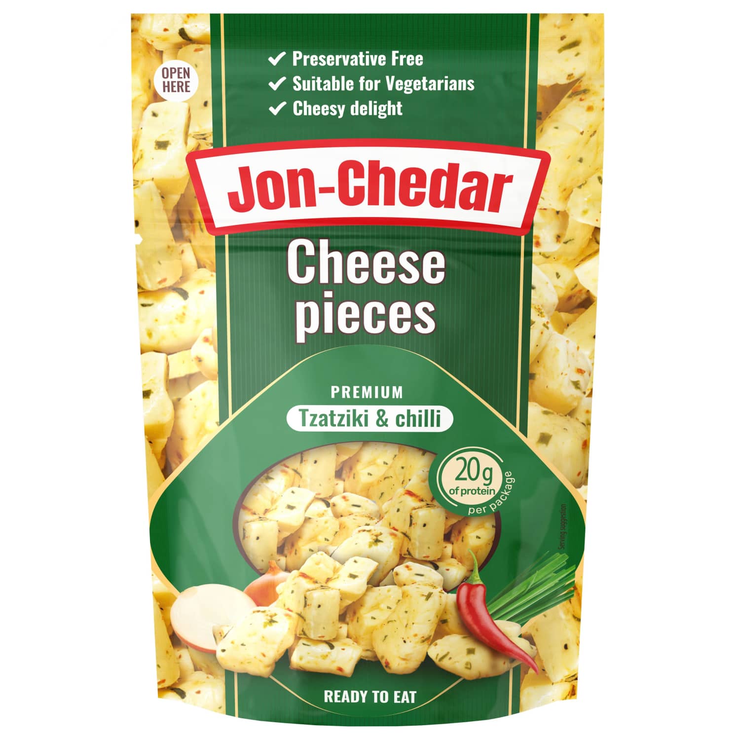 Cheese piece JON-CHEDAR TZATZIKI, 42%, 80 g