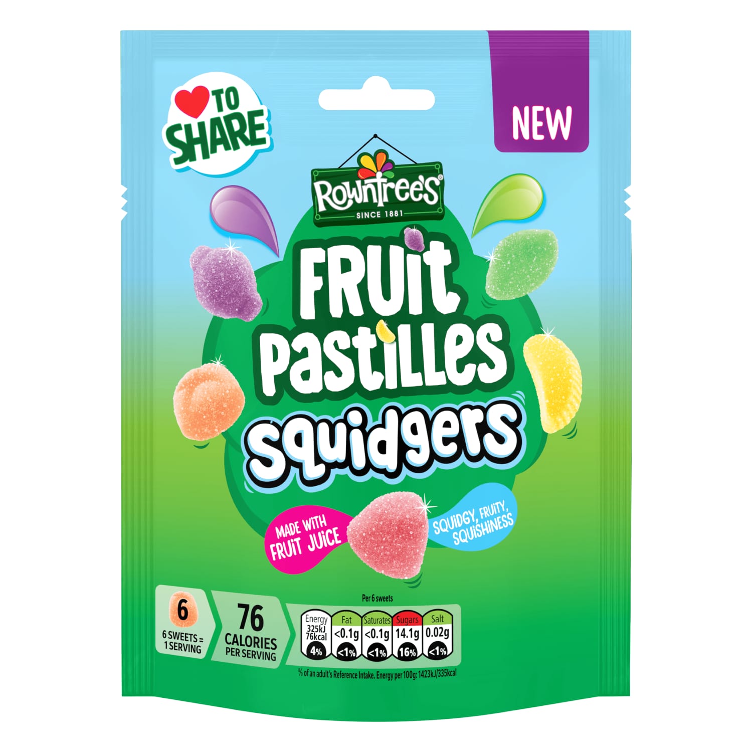 Vaisių sk. gumin. ROWNTREES  SQUIDGERS, 120 g