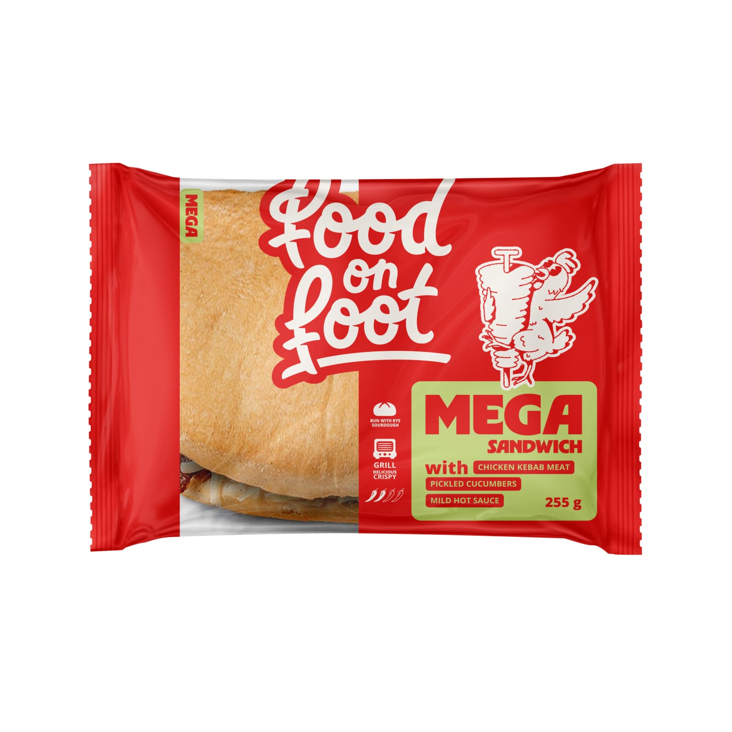 Sumuštinis su vištienos kebabu MEGA, 255 g