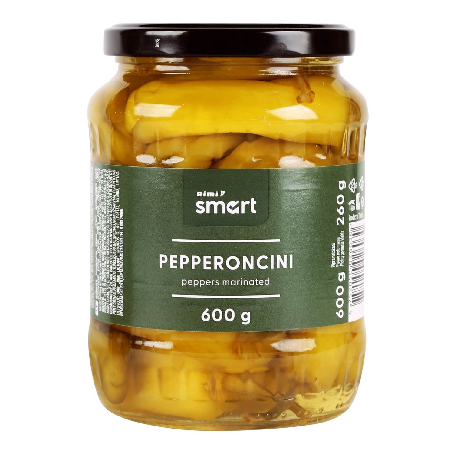 Marinated PEPPERONCINI peppers RIMI SMART, 600 g / 260 g
