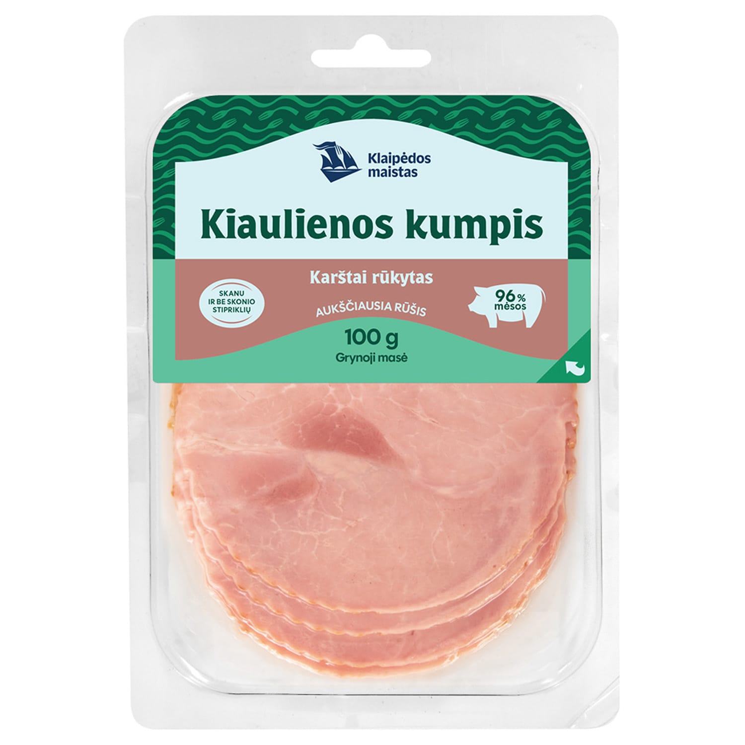 Cold Smoked KLAIPĖDOS Pork Ham, a.r., 100 g