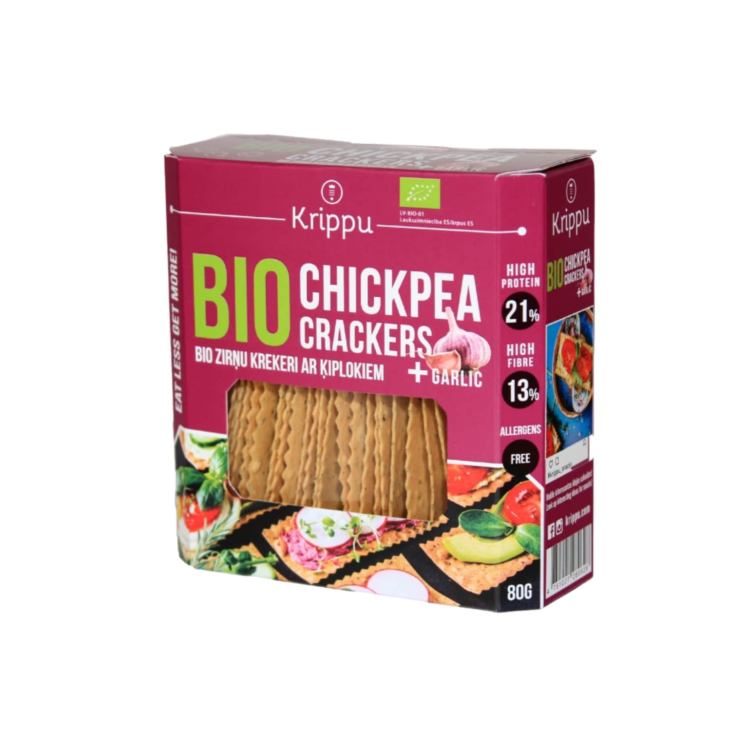 Экол. крекеры из нута с чесноком KRIPPU, 80 г