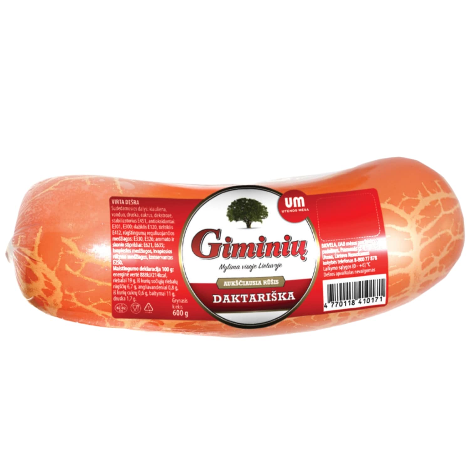 Boiled sausage Giminių DAKTARIŠKA, A, 600g