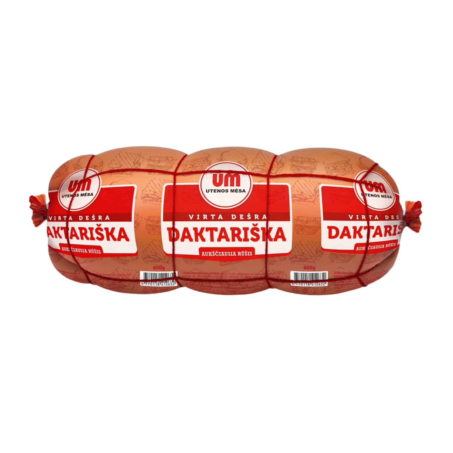 Boiled UTENOS DAKTARIŠKA sausage, a.r., 600 g