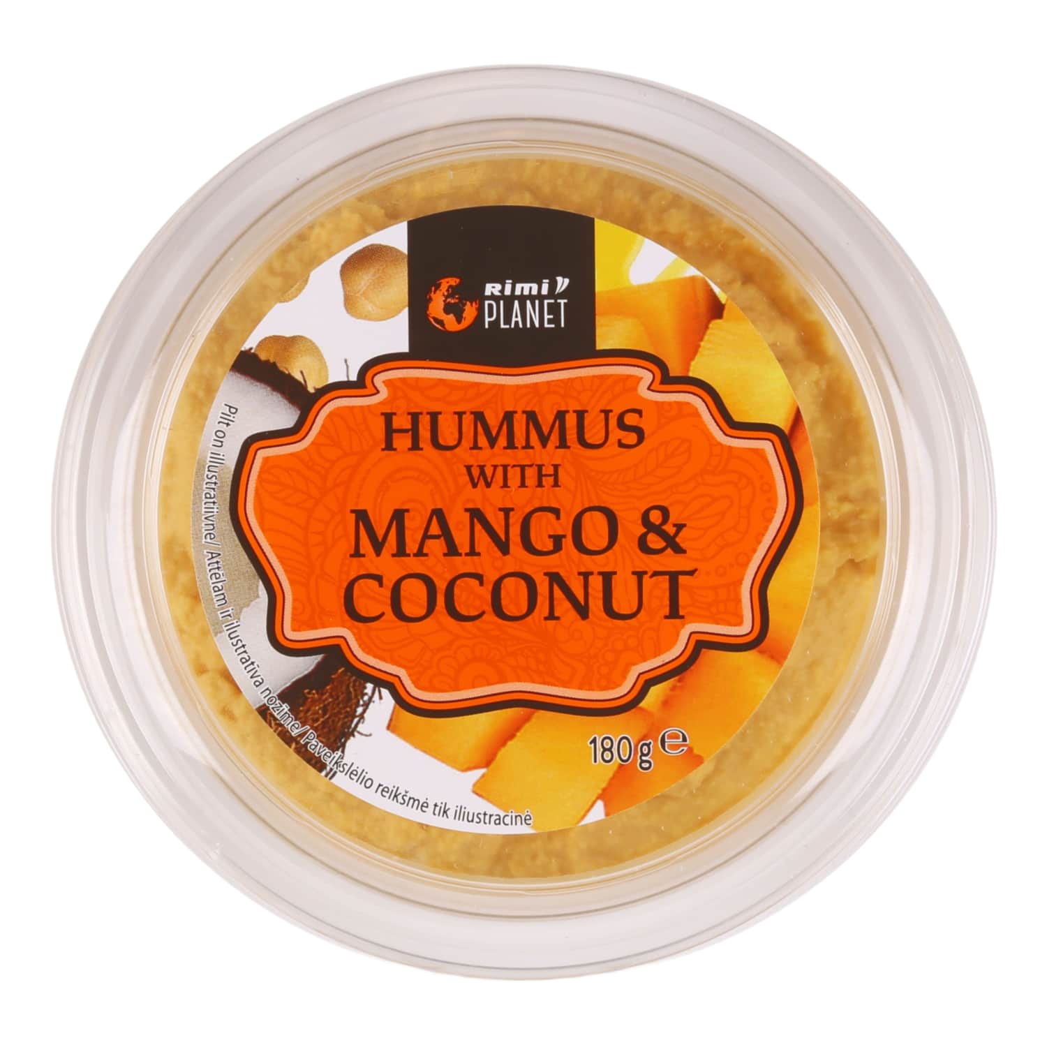 Hummus RIMI PLANET with mangoes, coconuts, 180 g