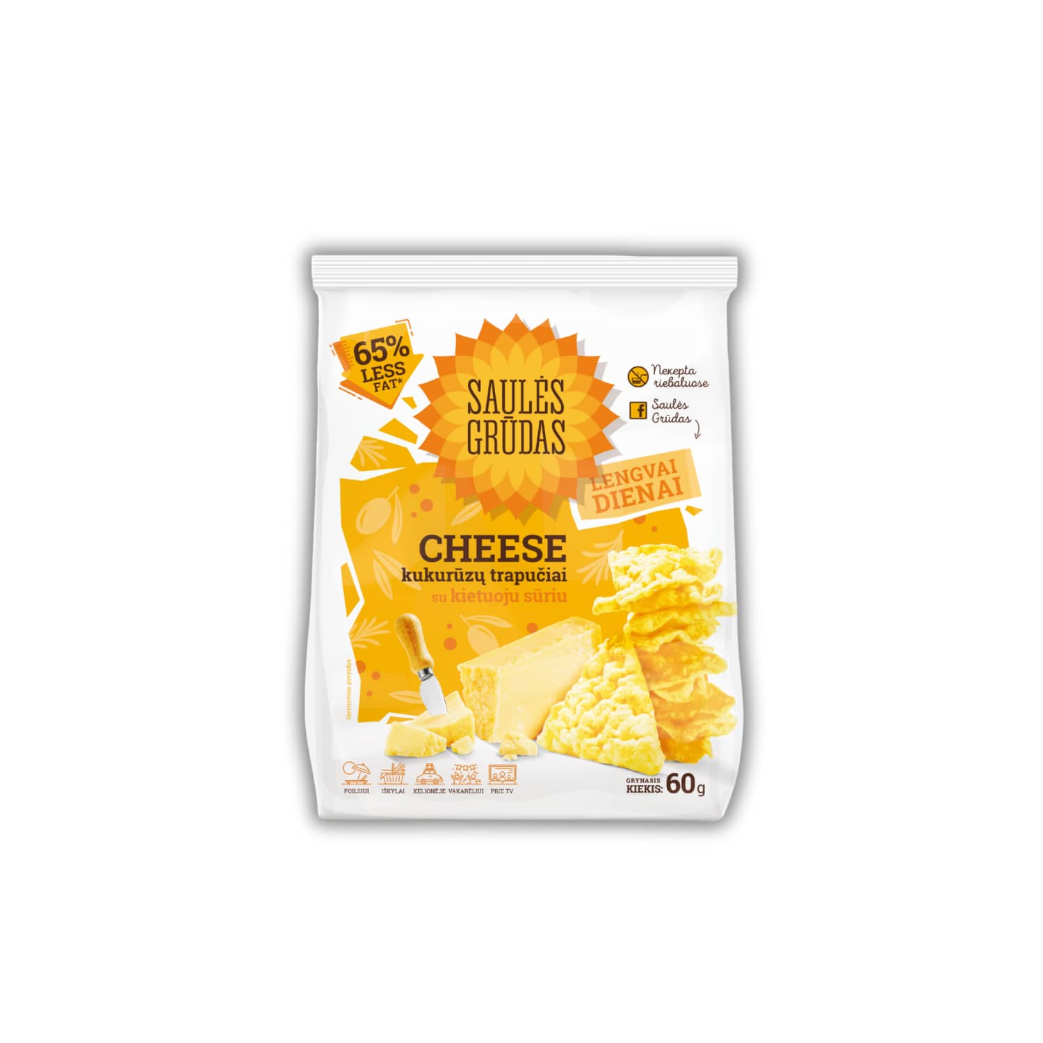 Corn crisps with cheese SAULĖS GRŪDAS, 60 g