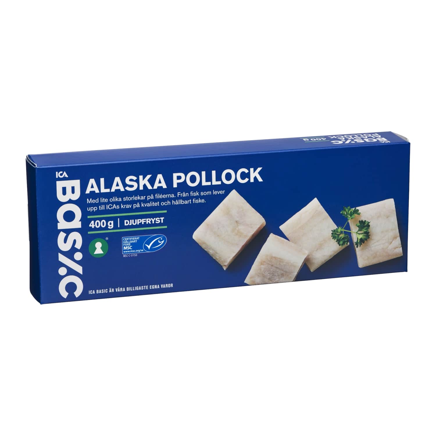 Frozen Alaskan cod ICA BASIC, MSC, 400 g