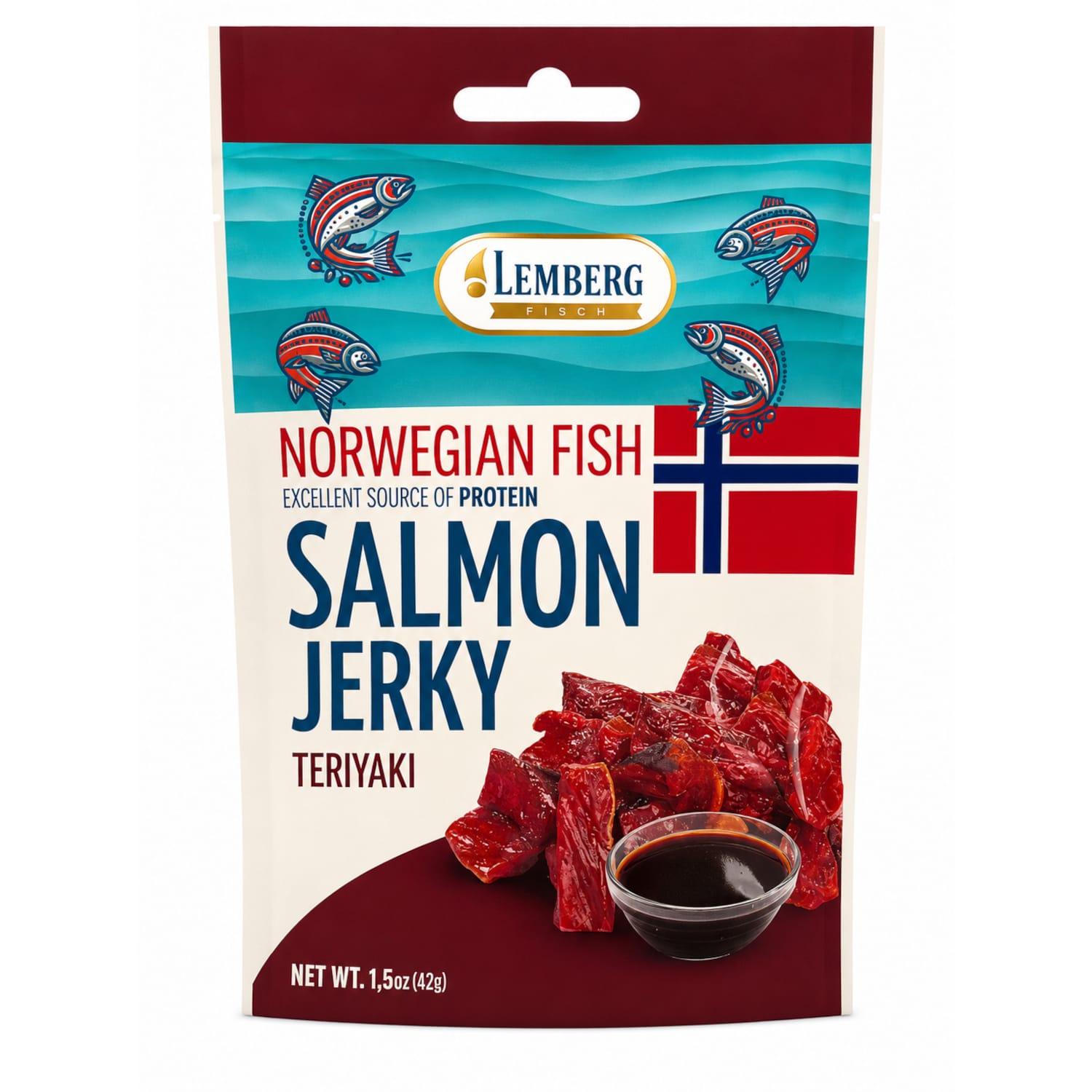 Вяленое филе лосося JERKY TERIYAKI, 42 г