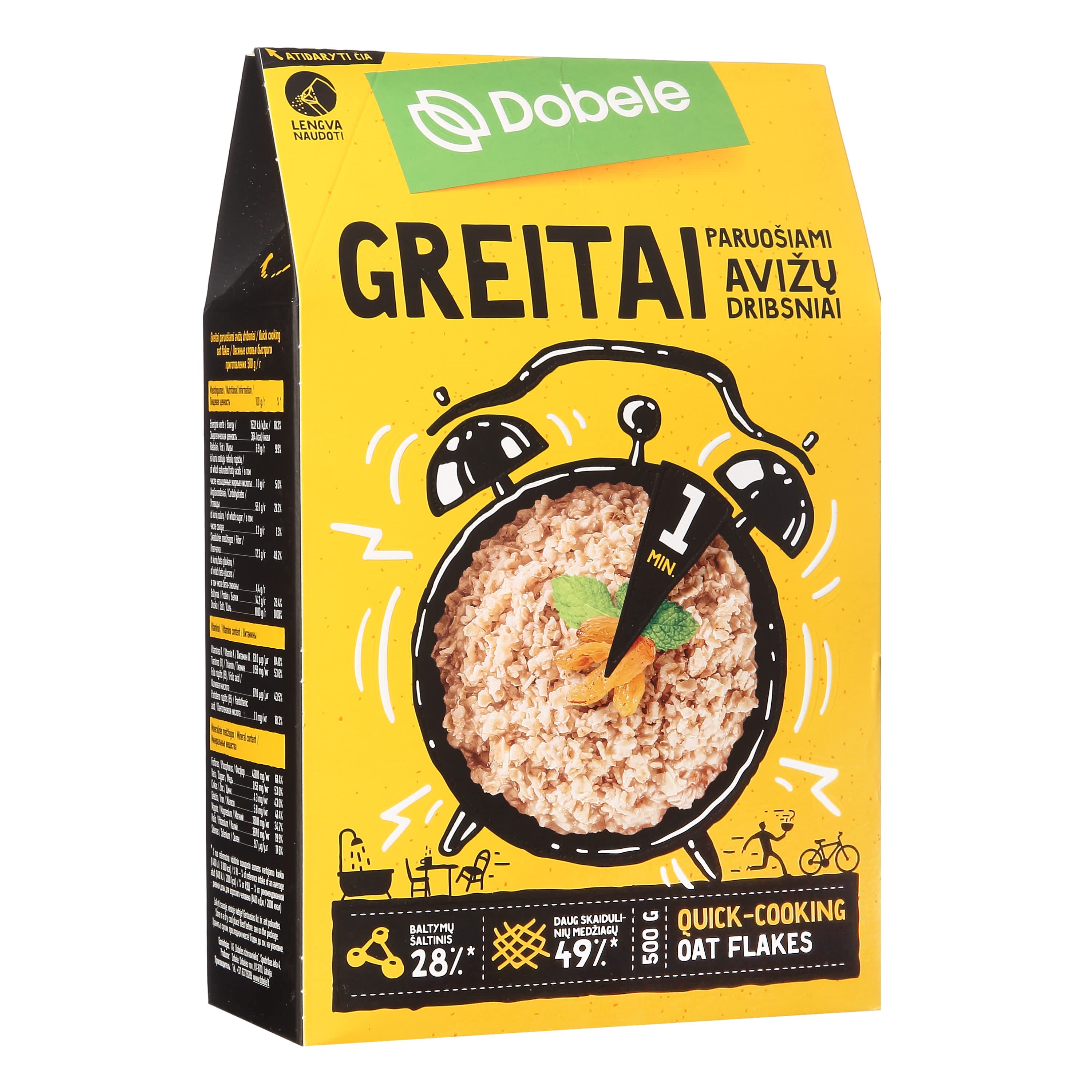 Greit. paruoš. avižų dribsniai DOBELE, 500 g